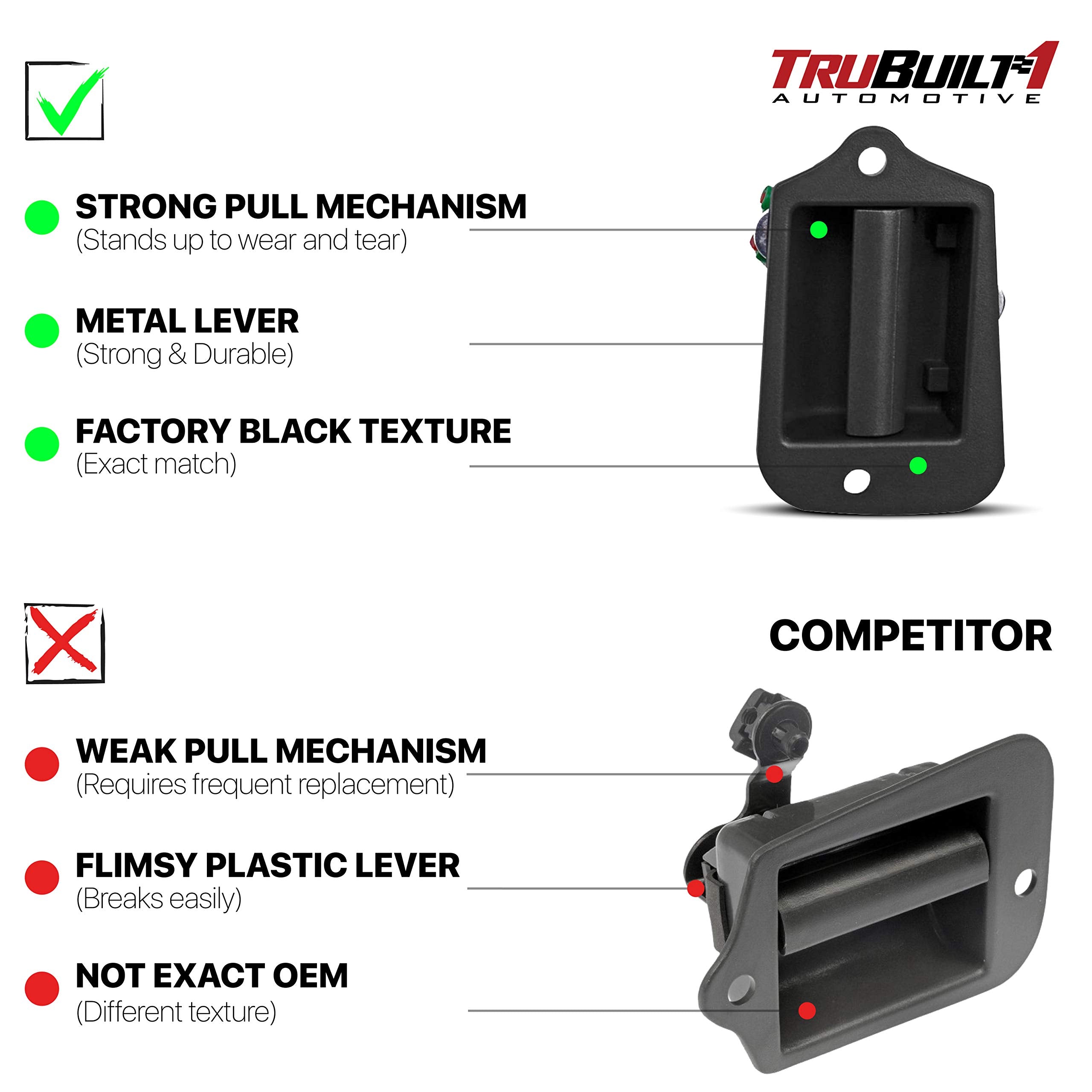 Trubuilt1 Automotive Interior Third Door Handle | Upgraded Metal | Compatible With Chevy 1996-2003 S-10, Rear Left Inside Third