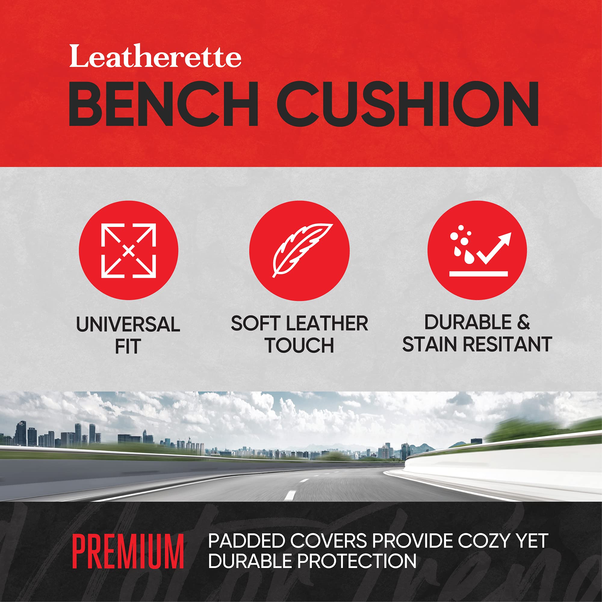 Motor Trend Seat Cover for Cars Trucks SUV, Faux Leather Rear Bench Mint Padded Car Seat Cover with Storage Pockets, Premium Int