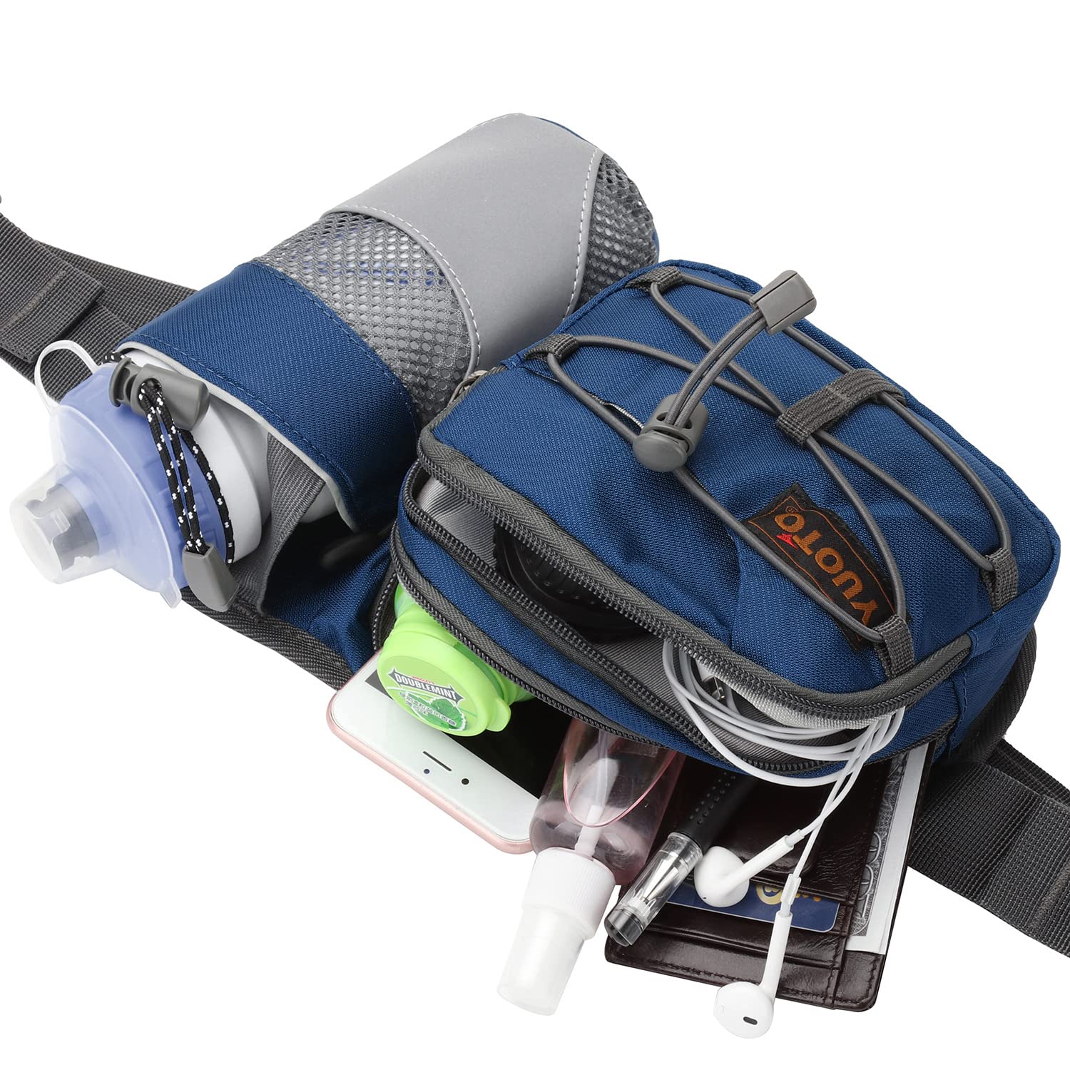 Yuoto Outdoor Fanny Pack With Water Bottle Holder For Walking Hiking Hydration Belt Waist Bag