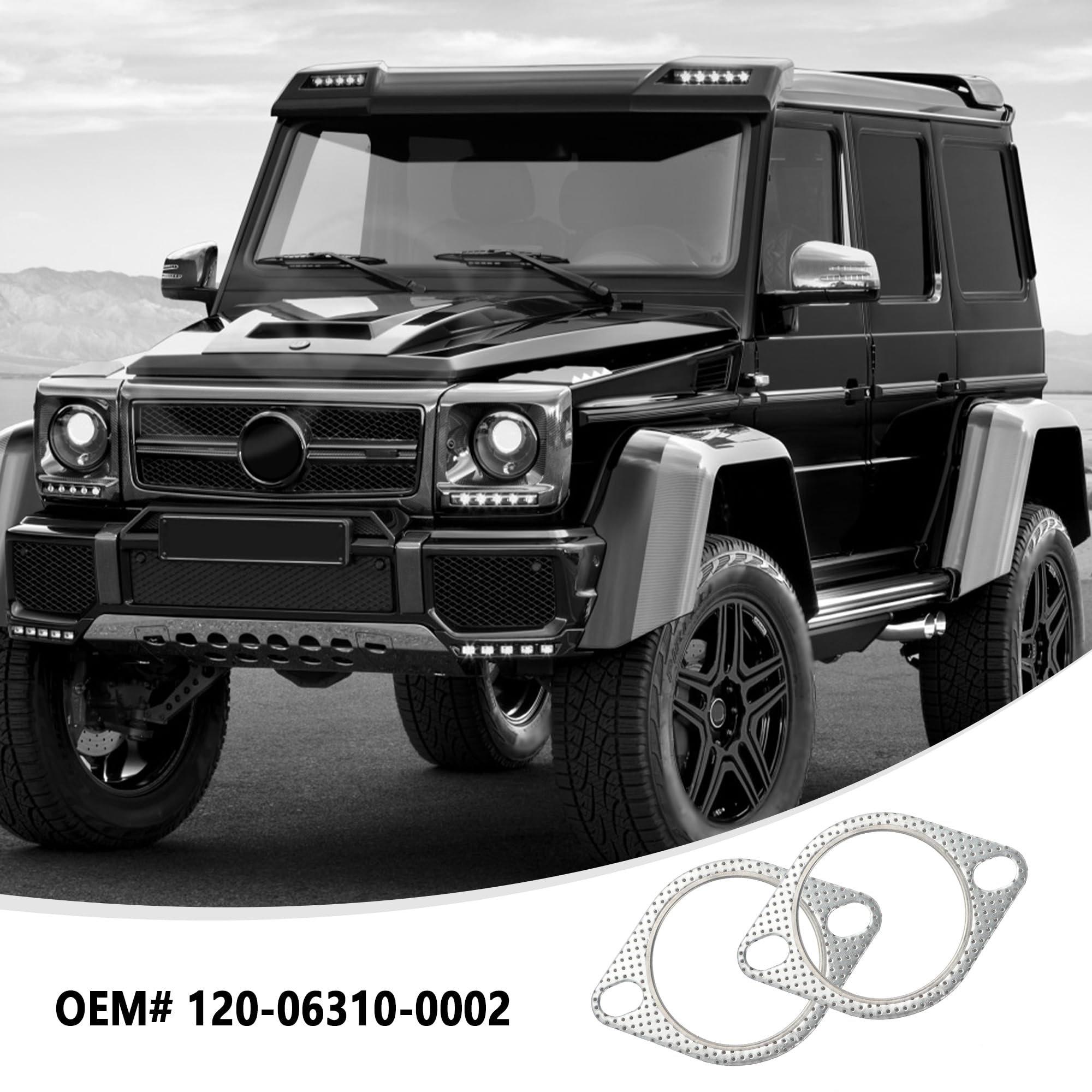 2PCS Exhaust Flange Gasket + 4PCS Exhaust Bolts,2.5'' 2-Bolt Catalytic Converter Gasket Replaces OEM#120-06310-0002,Car Accessor