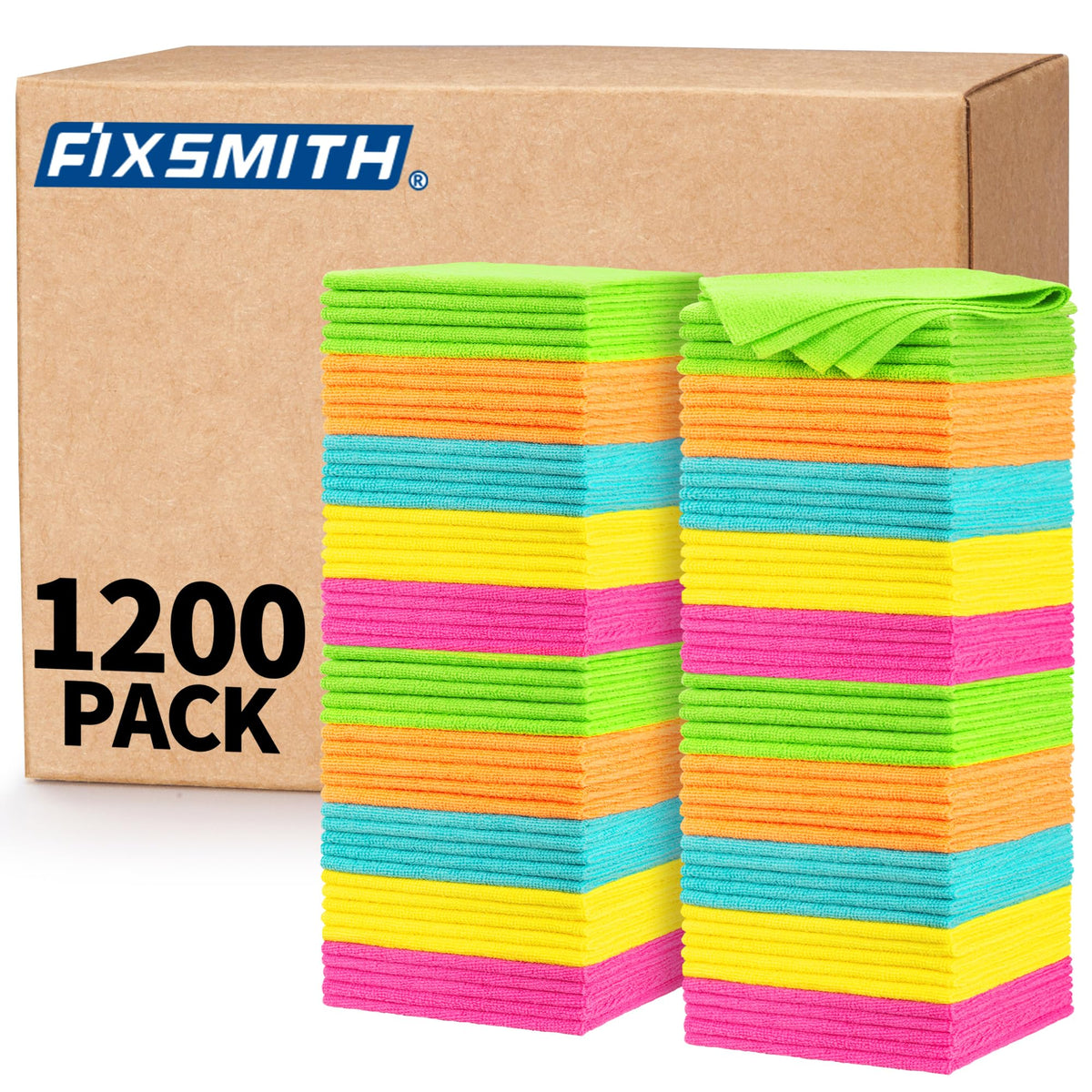 Fixsmith Microfiber Cleaning Cloth, 1200 Pack Shop Towels, Lint-Free Car Wash Towels, All-Purpose Absorbent Cleaning Rags For Ho