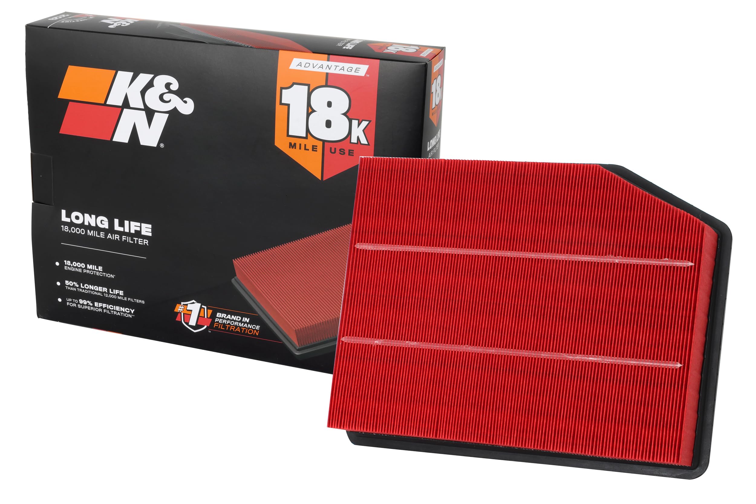K&N Engine Air Filter: Long Life 18,000 Mile Replacement Air Filter: Compatible With 2019 Chevy/Gmc Truck (Silverado 1500, Sierr