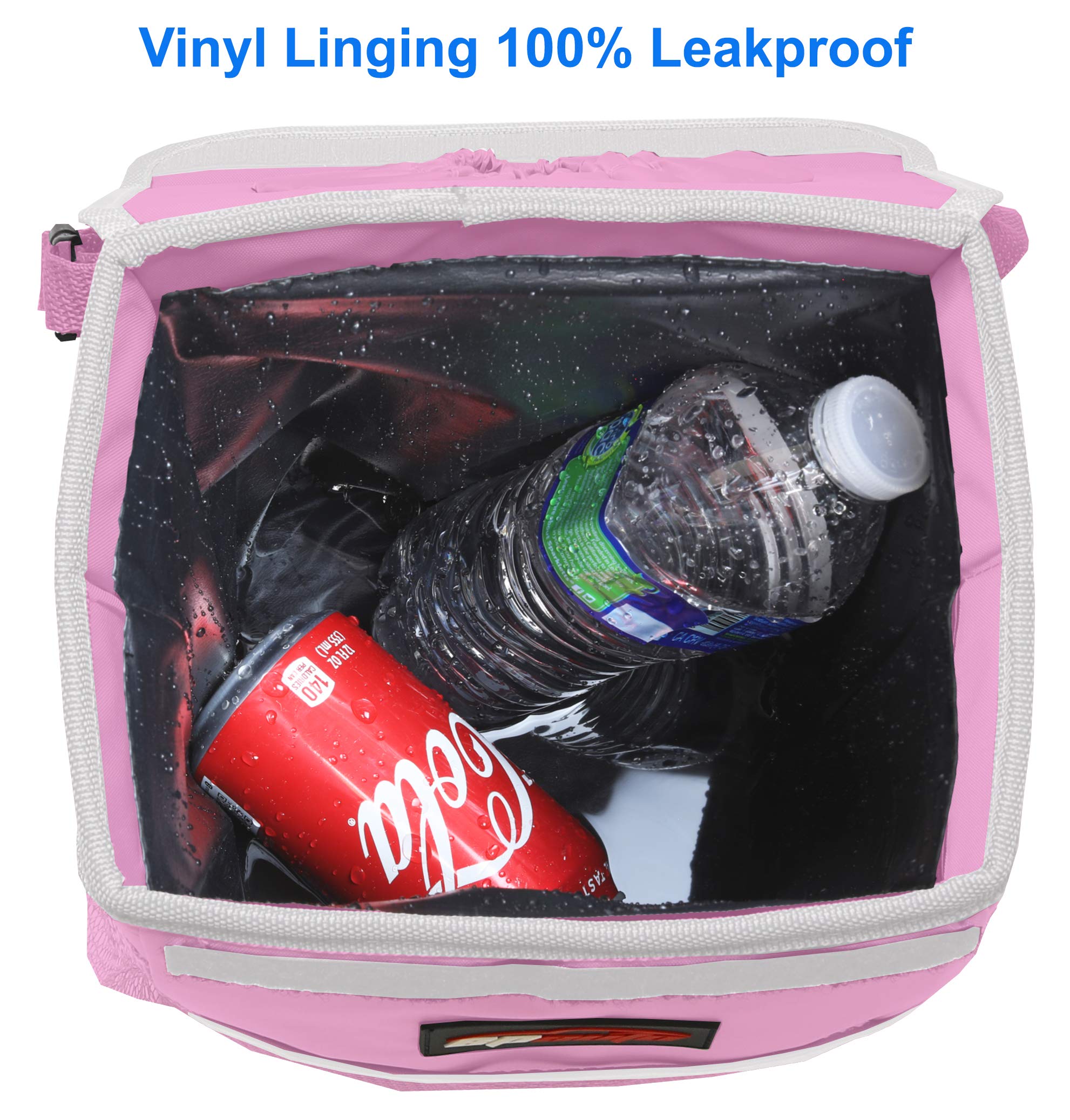 Epauto Waterproof Car Trash Can With Lid And Storage Pockets, Pink
