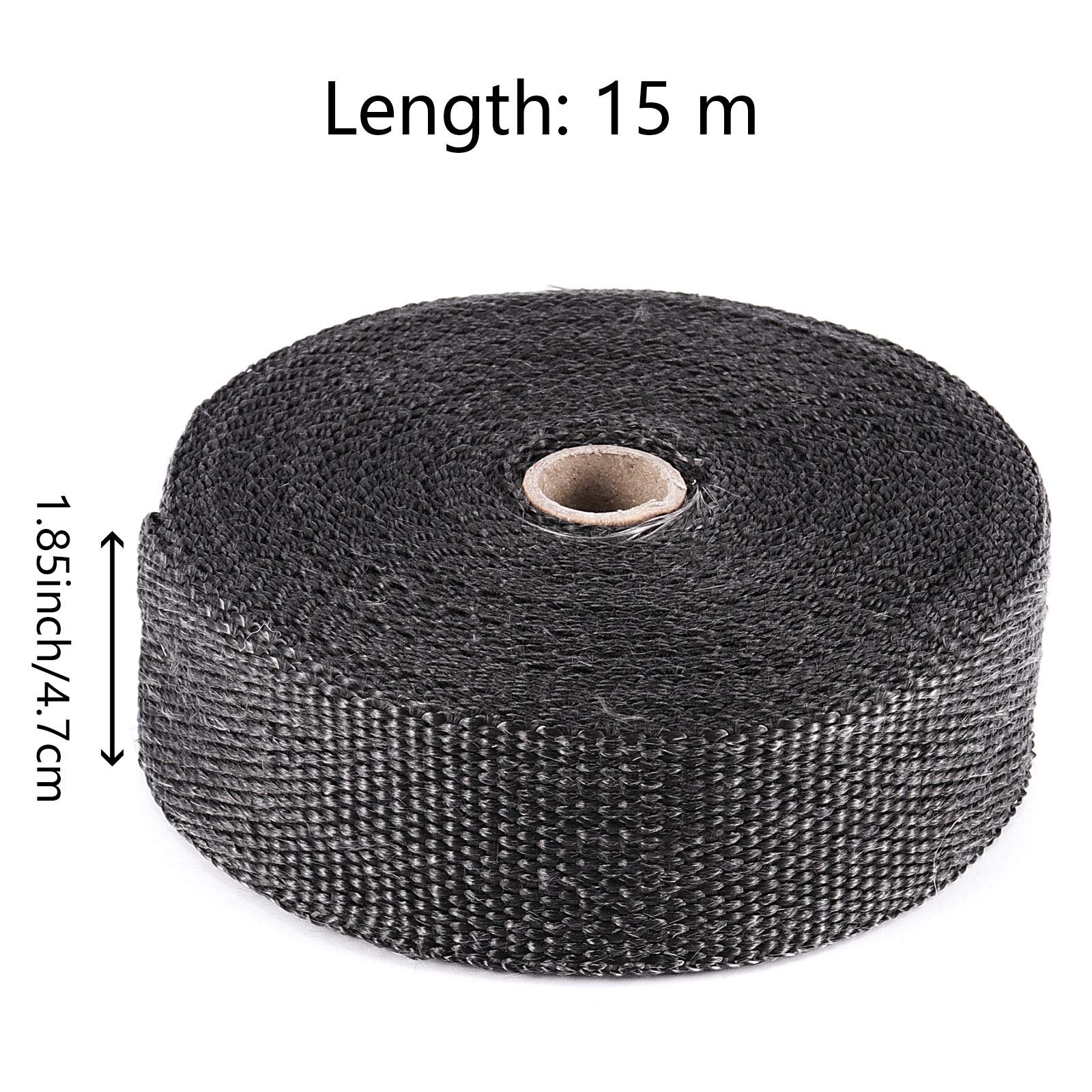 Zoenhou 2 Rolls 2 Inch X 50 Feet Exhaust Heat Header Wrap, Fiberglass Pipe Wrap With 20 Stainless Ties, Black Exhaust Heat Shield Tape For Machine Manifold Exhaust Pipes
