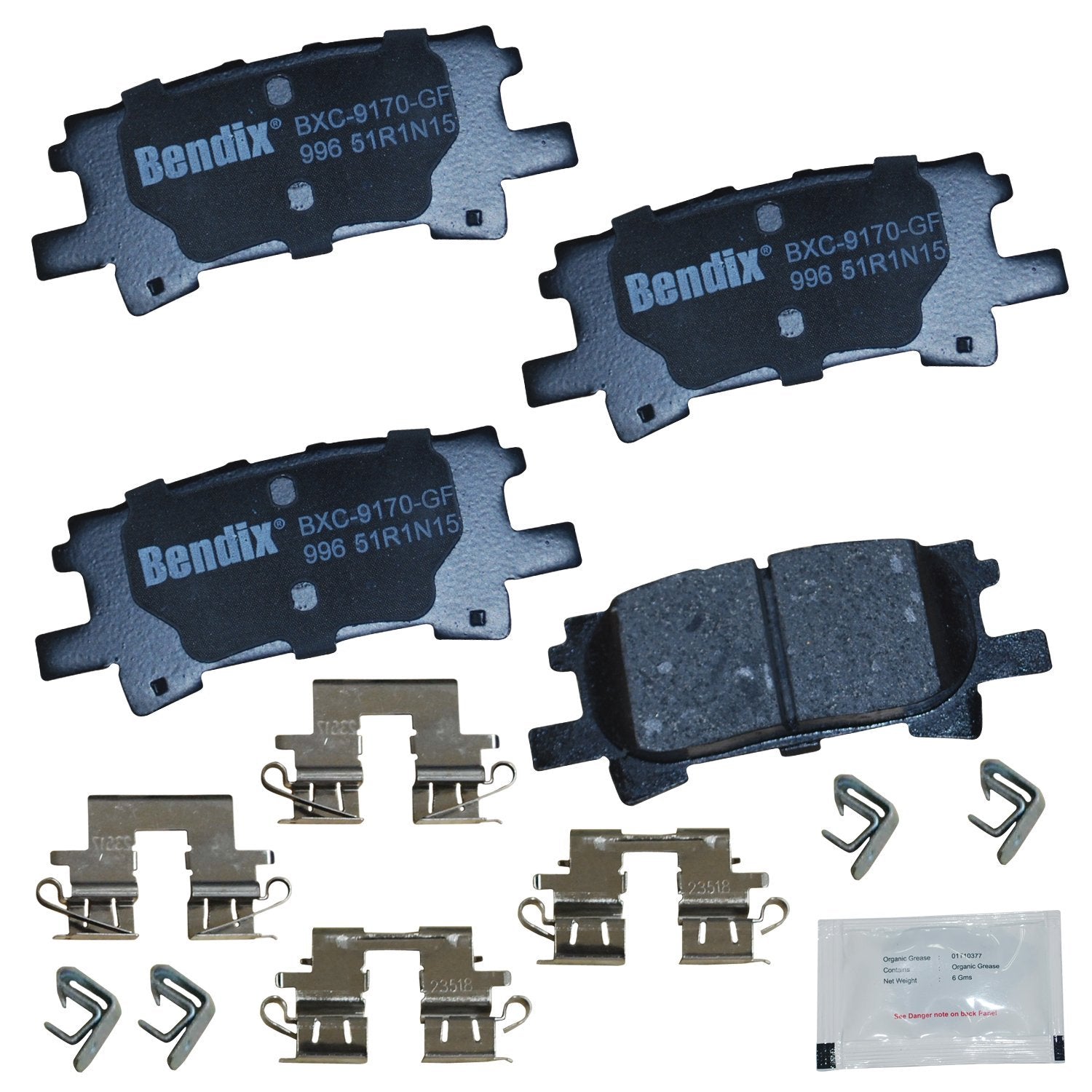 Bendix Priority1 Cfc996 Ceramic Rear Brake Pads For Lexus Rx330 2006-2004, Rx350 2009-2007, Rx400H 2008-2006, Toyota Highlander 