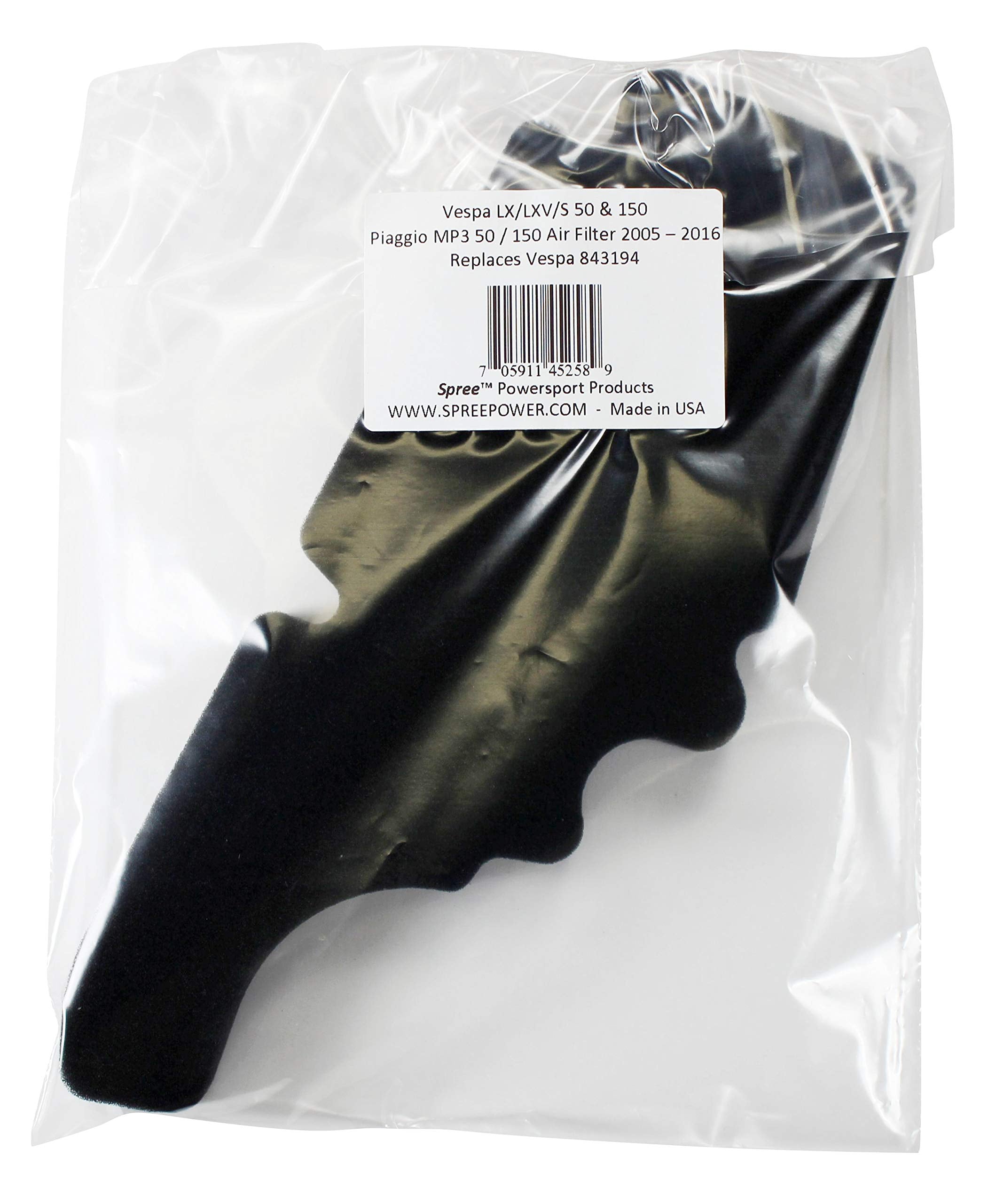 Spree Compatible Replacement For Vespa Lx S Lxv Piaggio Fly 50/150 Air Filter Element