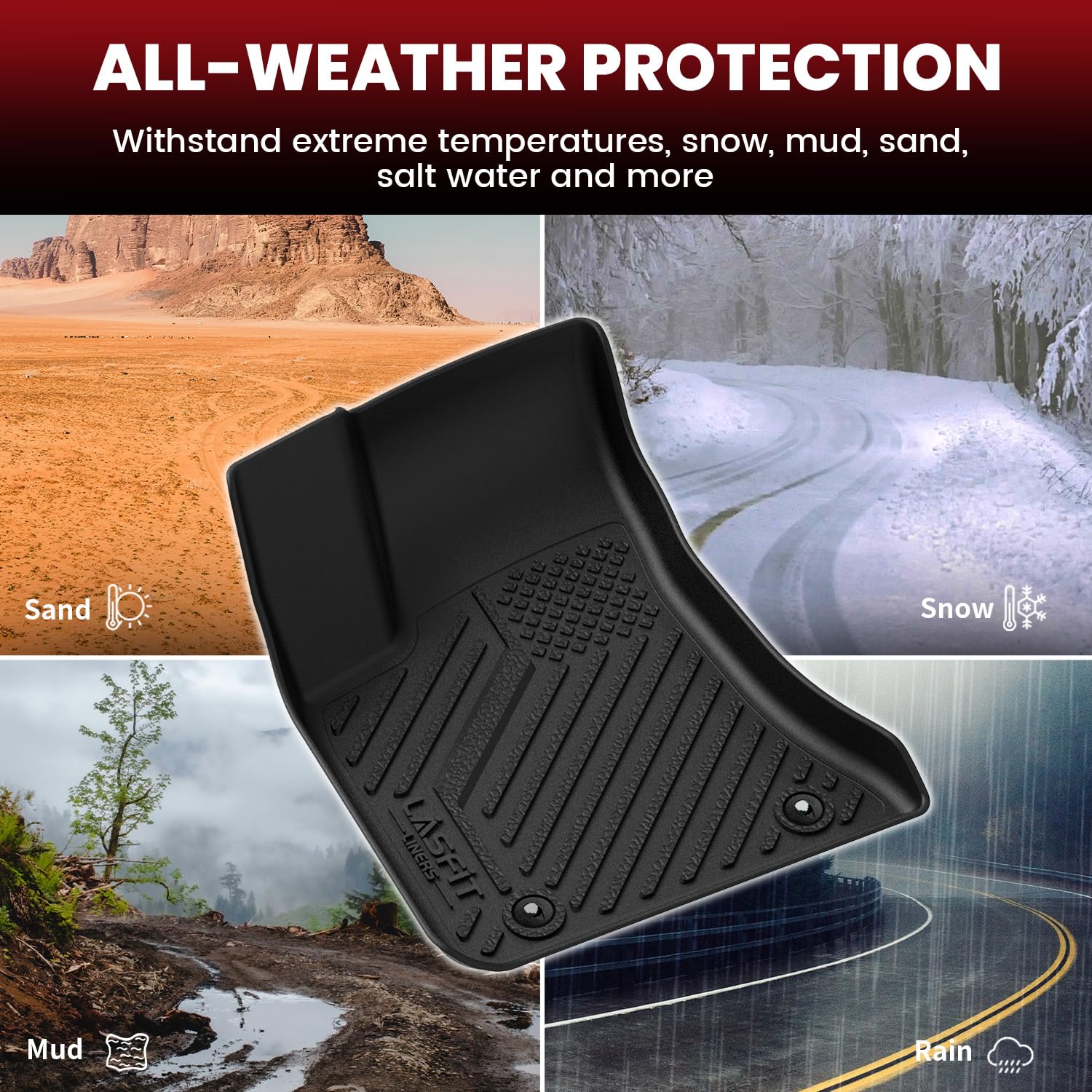 Lasfit Floor Mats & Trunk Mat For Dodge Charger 2011-2023 Awd, For Chrysler 300 2011-2023 Awd, Fit Without Subwoofer, All Weathe