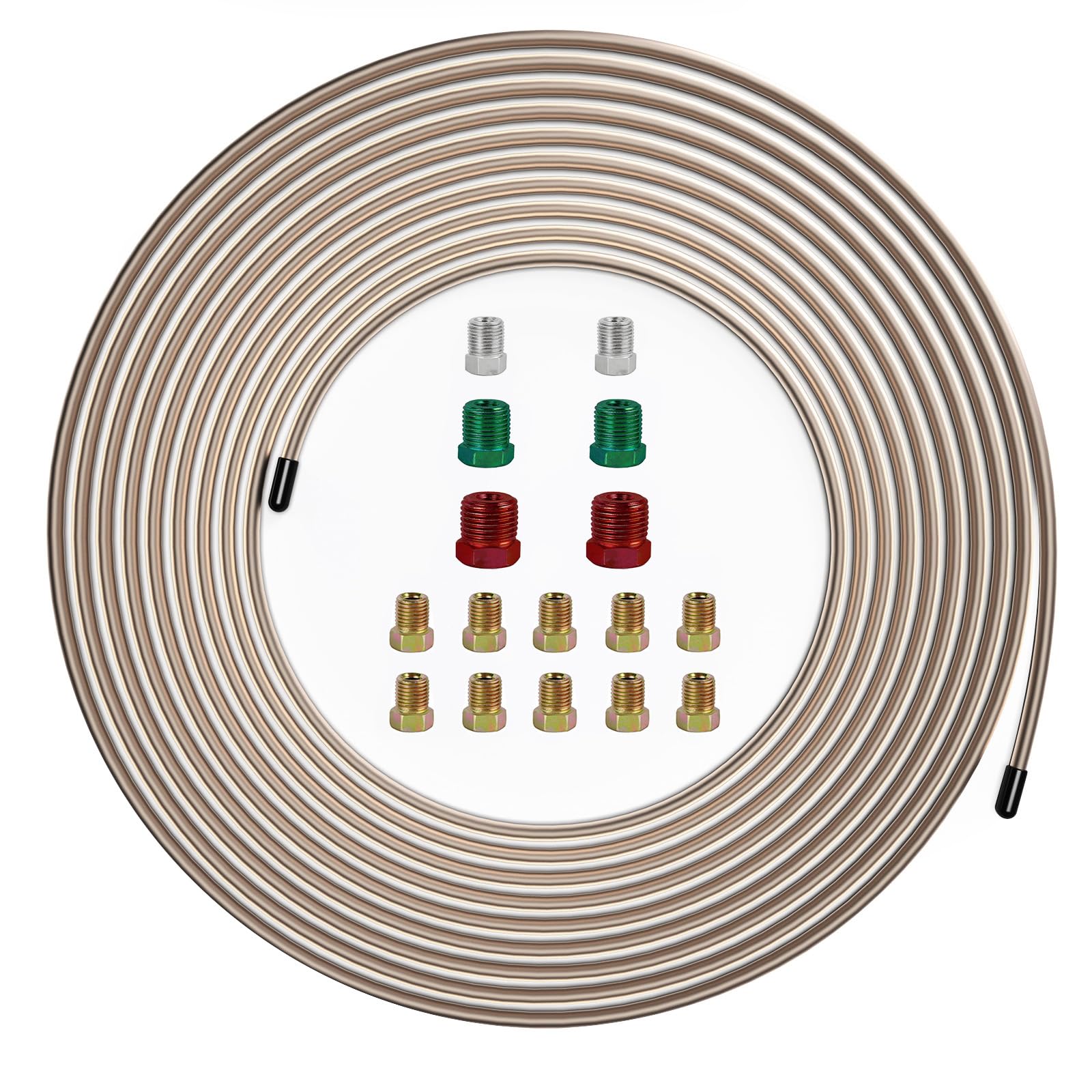 Muhize Upgraded 3/16 Copper Nickel Brake Line - 25Ft Non-Magnetic Brake Tubing With 16 Fittings For Corrosion Resistance