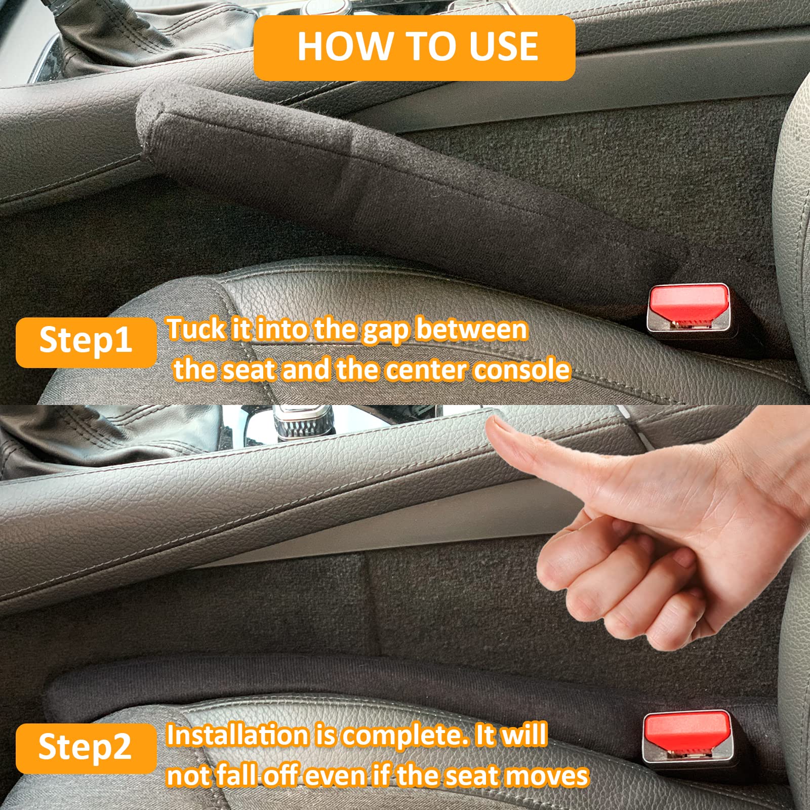 Ylxgt Car Seat Gap Filler Universal For Car Suv Truck Fit Organizer Fill The Gap Between Seat And Console Stop Things From Dropping Black 4Pcs