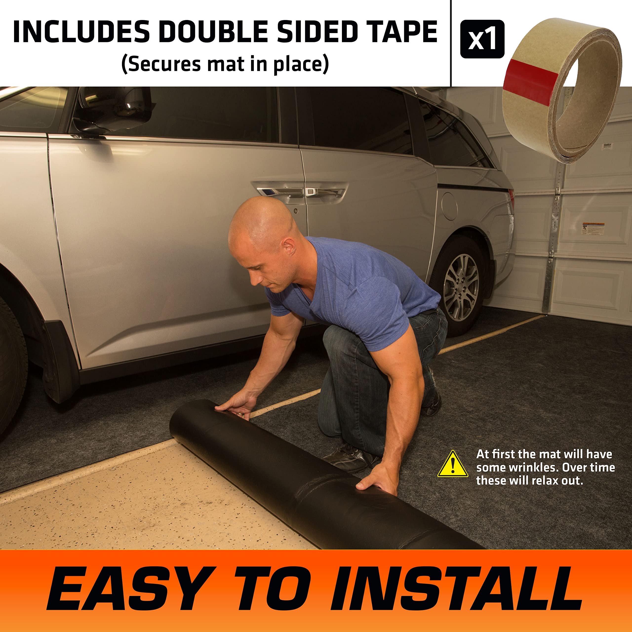 Armor All Garage Floor Mat, Waterproof, Oil Spill Resistant, 17' x 7'4", Charcoal, Model AAGFMC17, Durable Garage Flooring