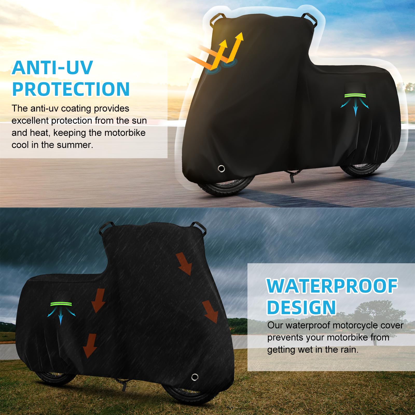 Motorcycle Cover Waterproof for Honda Super Cub C125 ABS/Trail 125/Yamaha Zuma 125/Honda Ruckus, Heavy Duty Outdoor Sun UV Rain