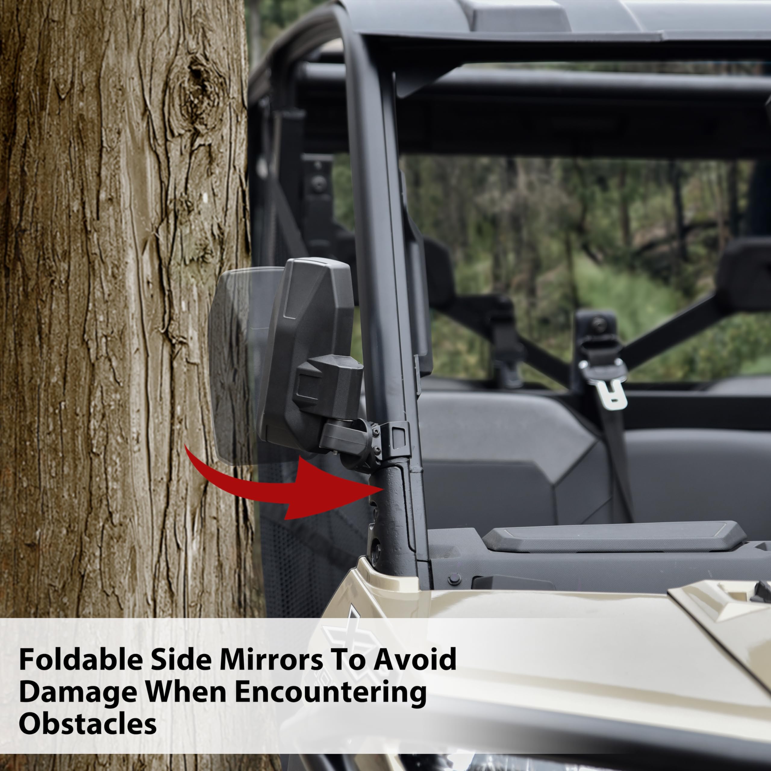 Katimoto Adjustable Side Rear View Mirrors For Polaris Ranger 1000 Xp 570 900 17-24, Folding Rearview Side Mirrors For Polaris Ranger Xp 1000 900 570 Crew Diesel 2017-2024 Accessories (2Pcs)