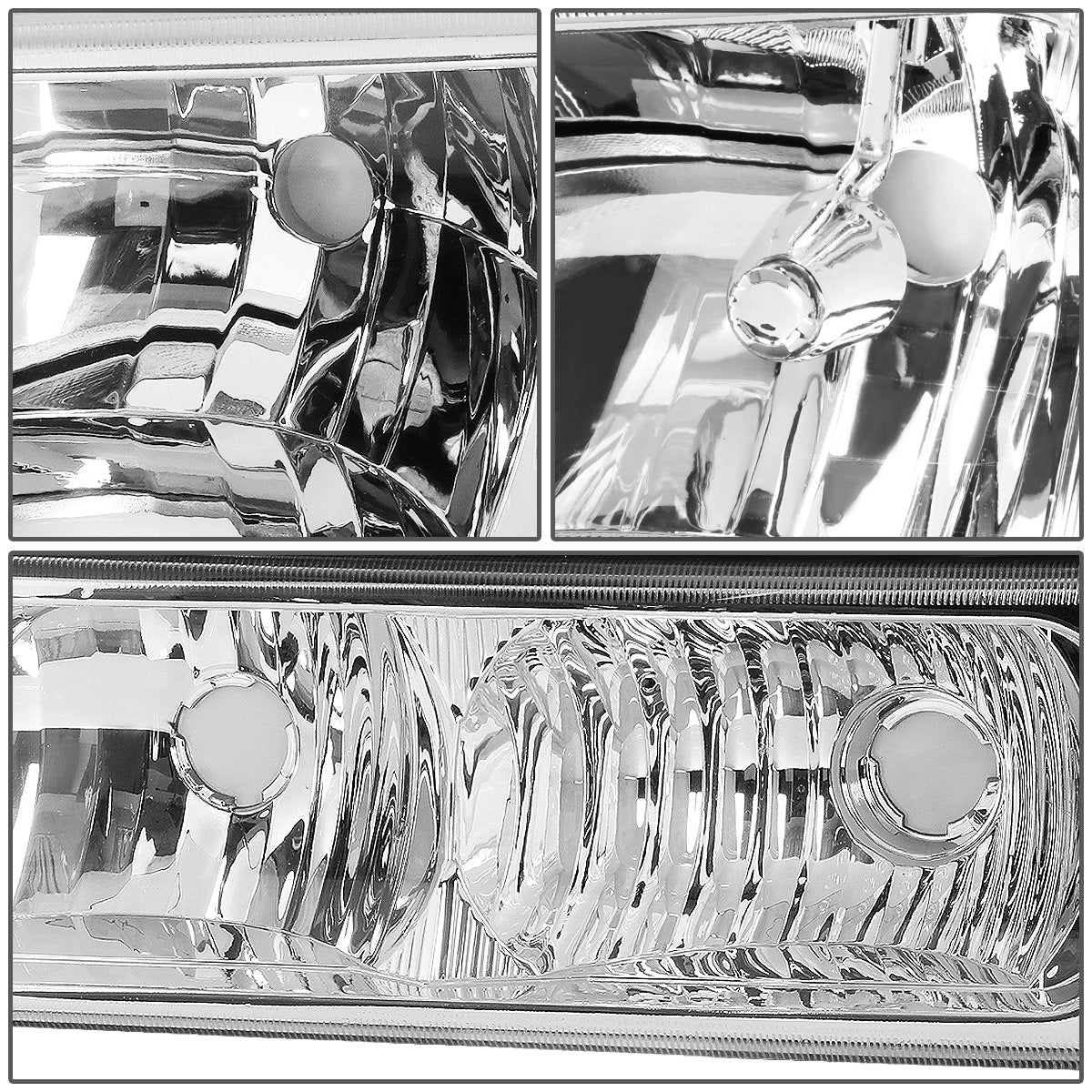 DNA MOTORING Headlight Assembly for 2003-2006 Chevy Silverado, Chrome/Clear, Model HL-OH-CS03-4P-CH-CL1, No Factory Cladding