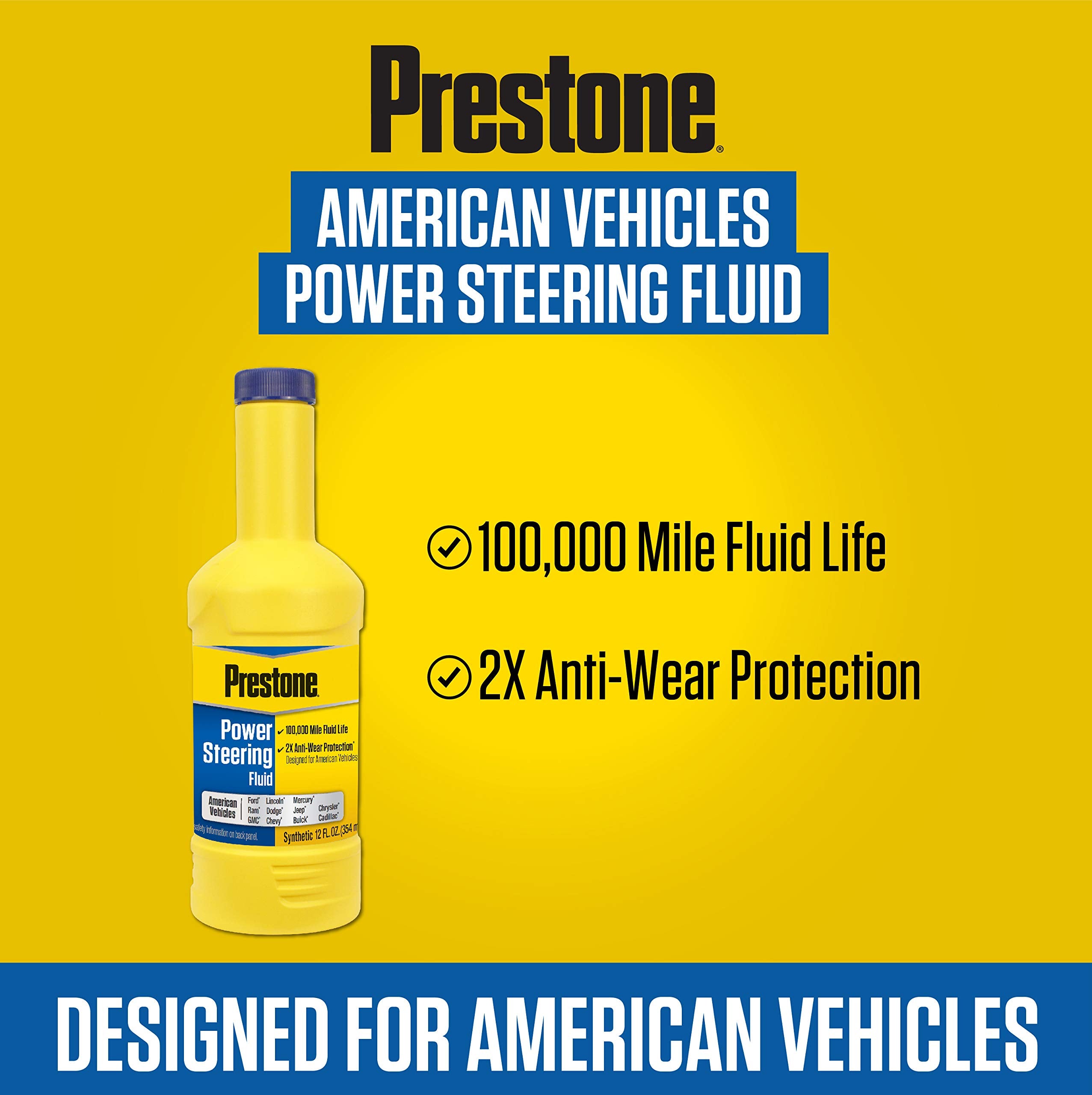 Prestone AS264 Full-Synthetic Power Steering Fluid for American Vehicles, 12 fl. oz.