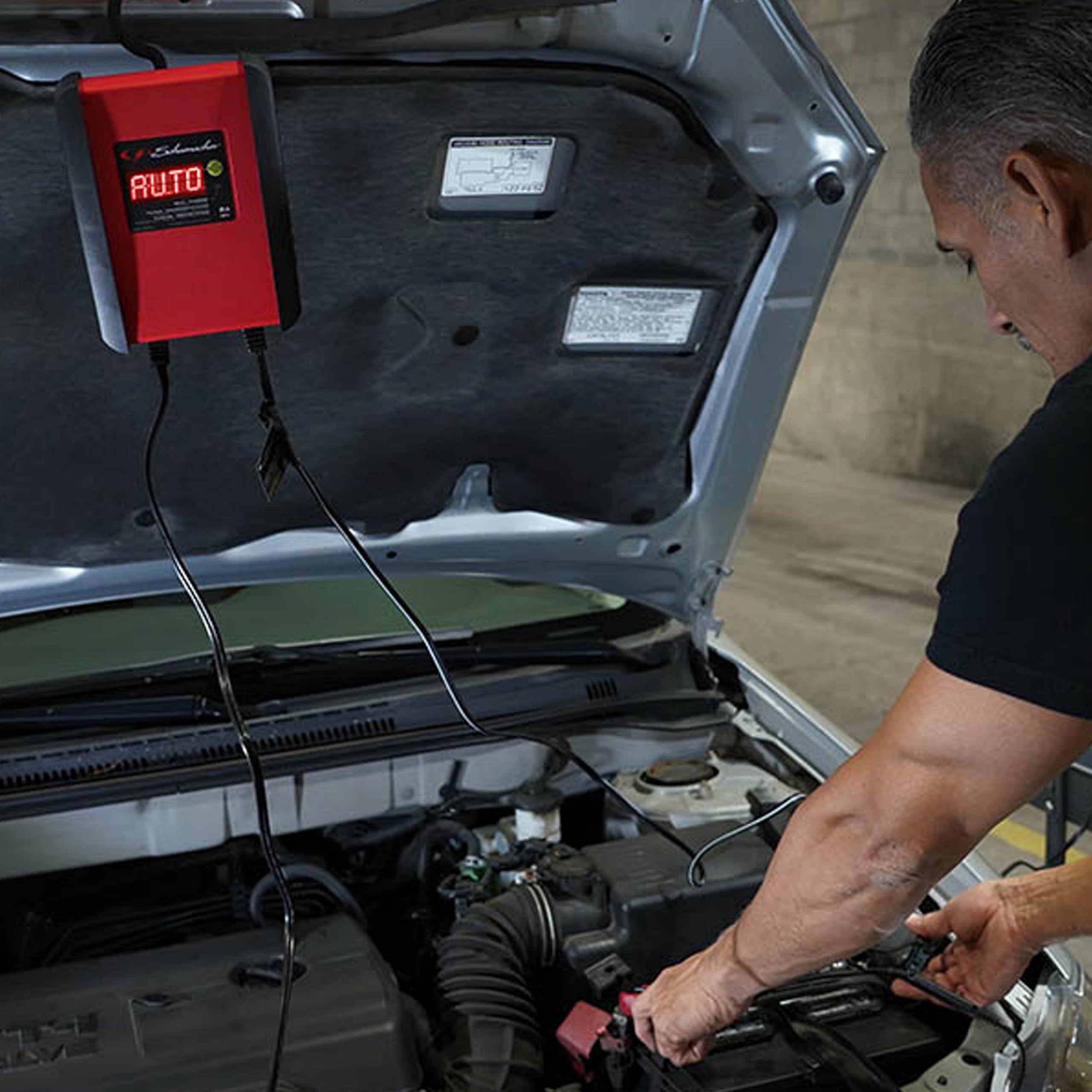 Schumacher SP1298 6 Amp Fully Automatic Battery Charger & Maintainer for Cars, Motorcycles, Lawn Tractors, Marine - Red