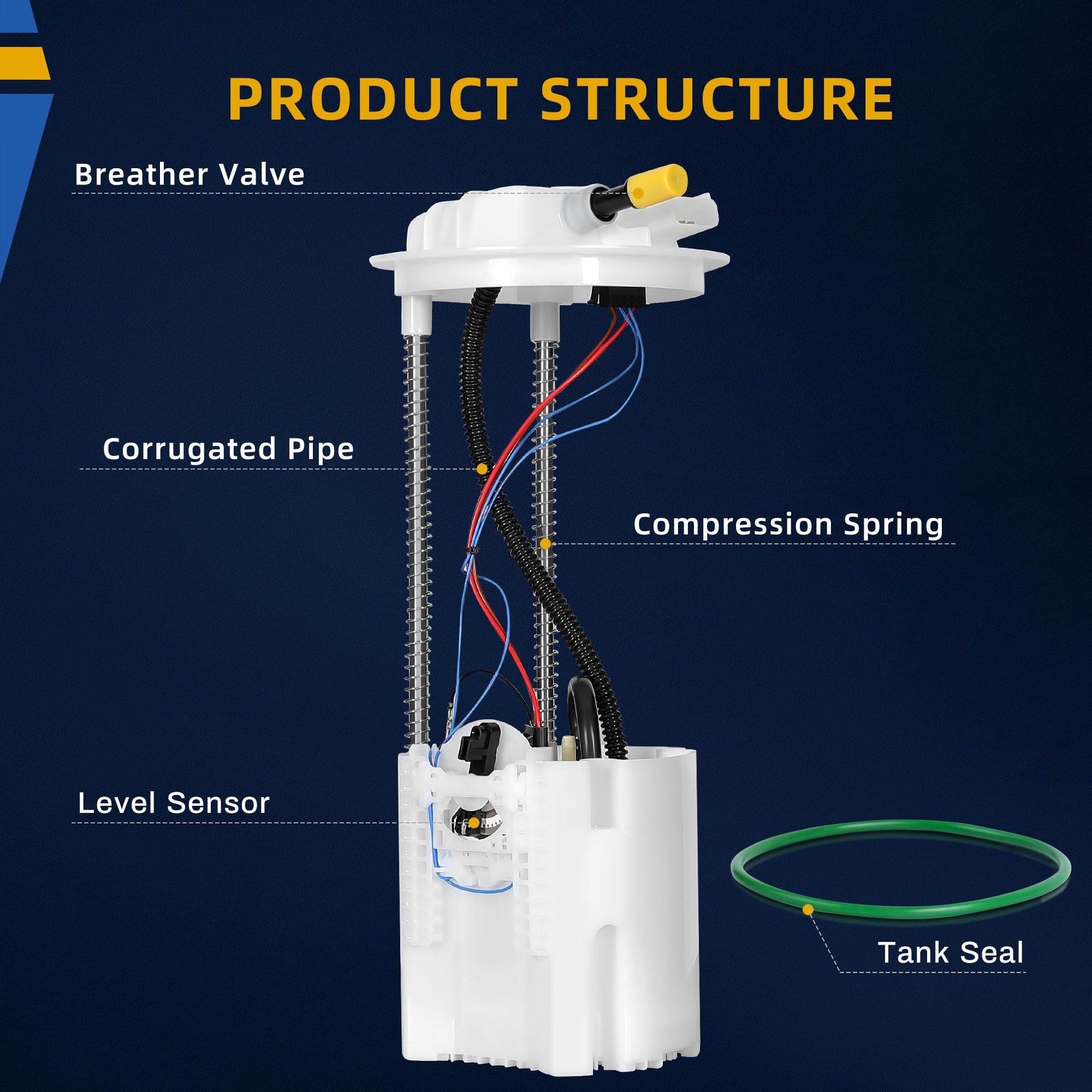 Dwvo Fuel Pump With Sending Unit Compatible With 2009-2010 Dodge Ram 1500 3.7L 5.7L Gas