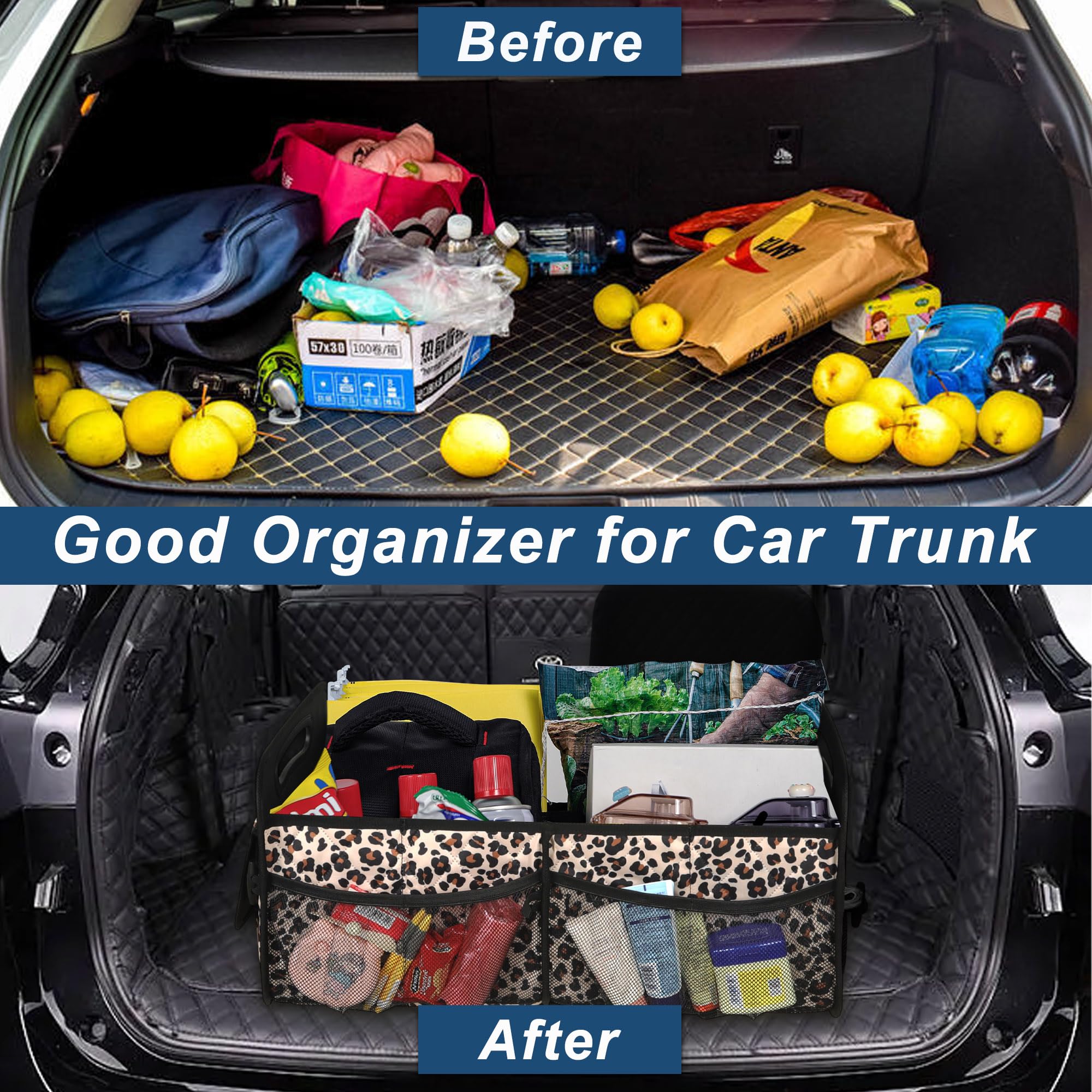 Deosk Car Trunk Organzier For Suv,Car Organziers And Storage With 6 Big Pocket For Women/Men 50L Waterproof Polyester Trunk Orga