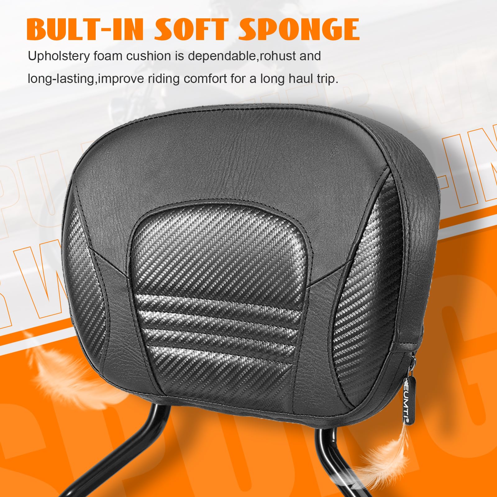 Eumti Detachable Sissy Bar Upright For Harley Touring 2009-2024, Rear Passenger Backrest Pad Compatible for Street Glide Road Gl