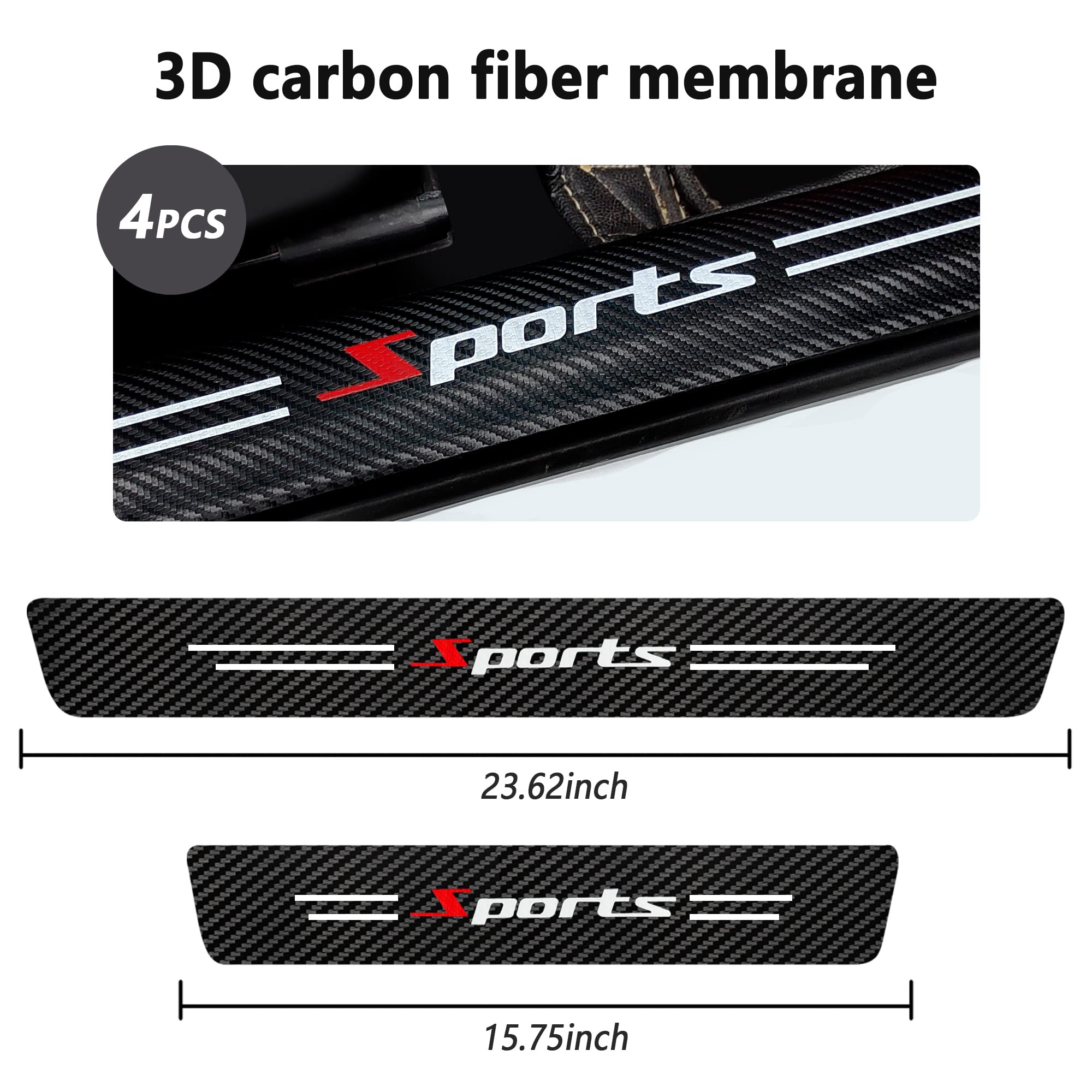 Nhhc 4Pcs Car Door Sill Protector,Sport Carbon Fiber Threshold Anti-Scratch Sticker Door Edge Protection Decorate,Auto Interior