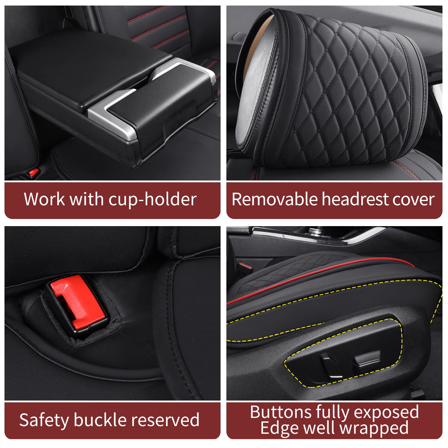 Aierxuan Waterproof Leather Car Seat Covers Universal Fit for Toyota Honda Accord Altima Civic Rogue Ford Focus Fiesta Fusion Es
