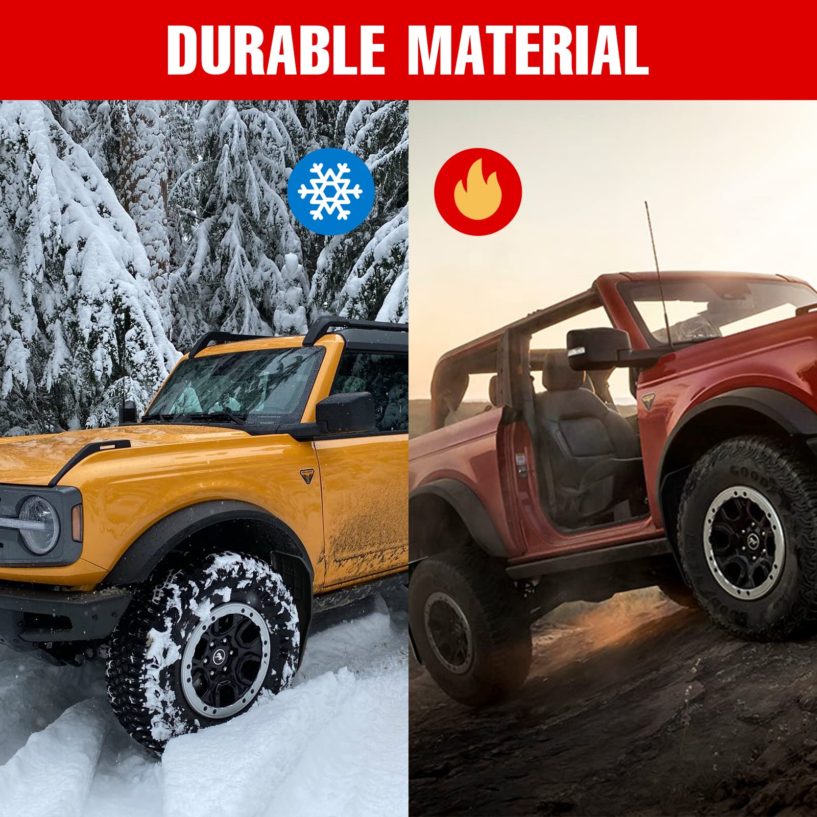 Mabett Mud Flaps For Ford Bronco Accessories 2021 2022 2023 2/4-Door No Punching Required Front And Rear (No Logo)