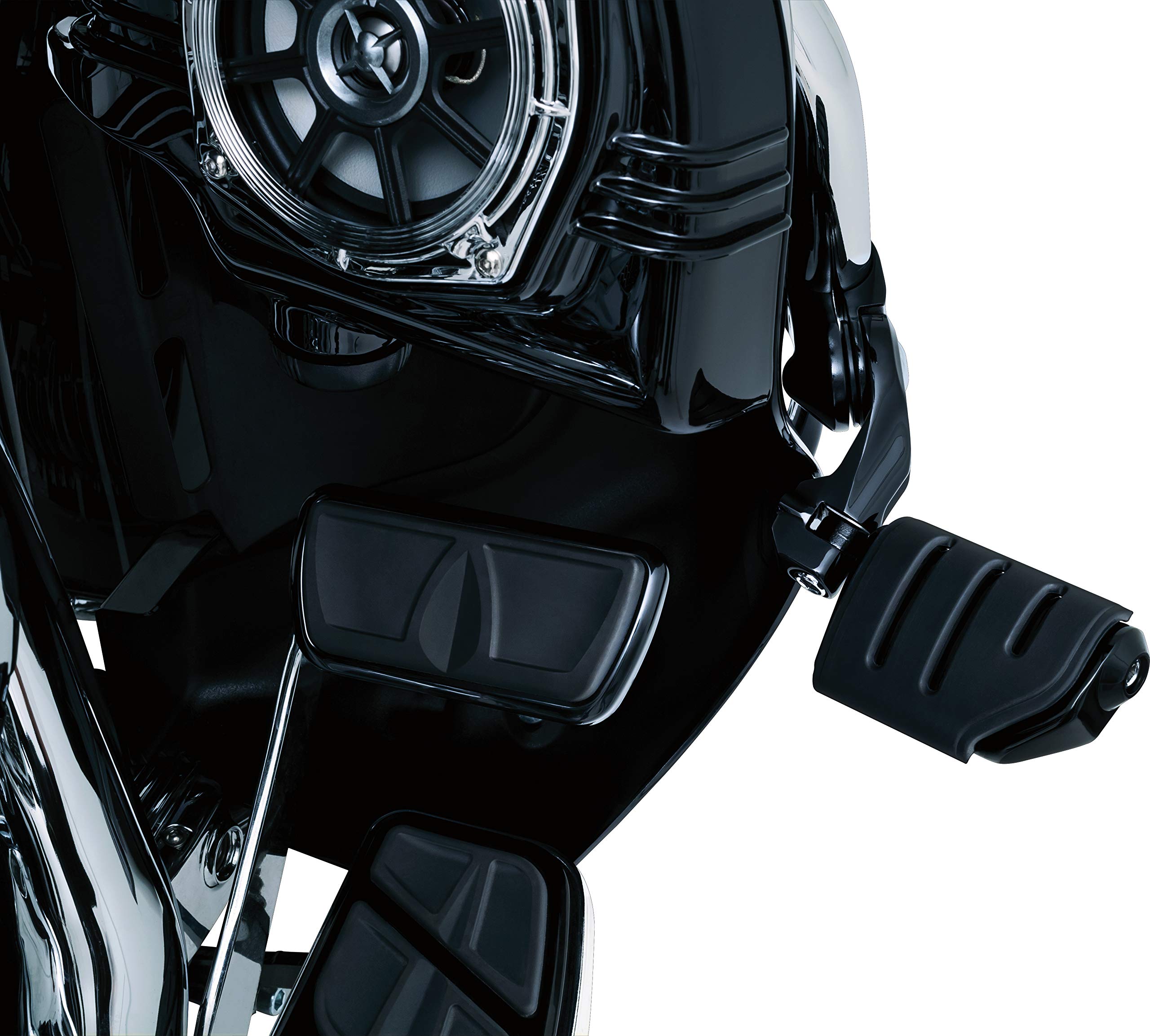 Kuryakyn 7583 Motorcycle Foot Controls: Tour-Tech Short Arm Cruise Mounts With Trident Dually Pegs For 1-1/4' Engine Guards/Tubing, Gloss Black, 1 Pair