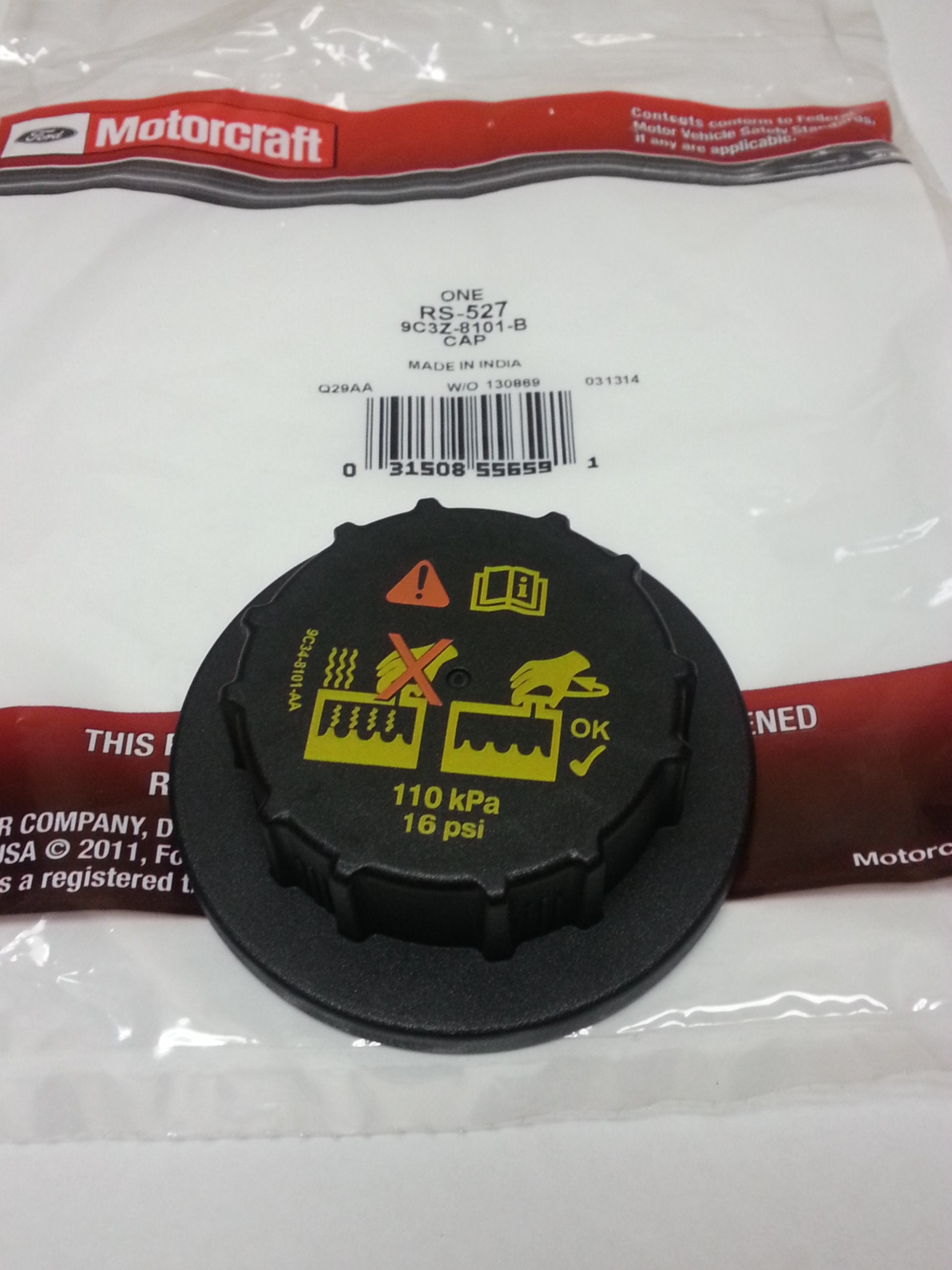 Ford Genuine 9C3Z-8101-B Radiator Cap With Pressure Relief