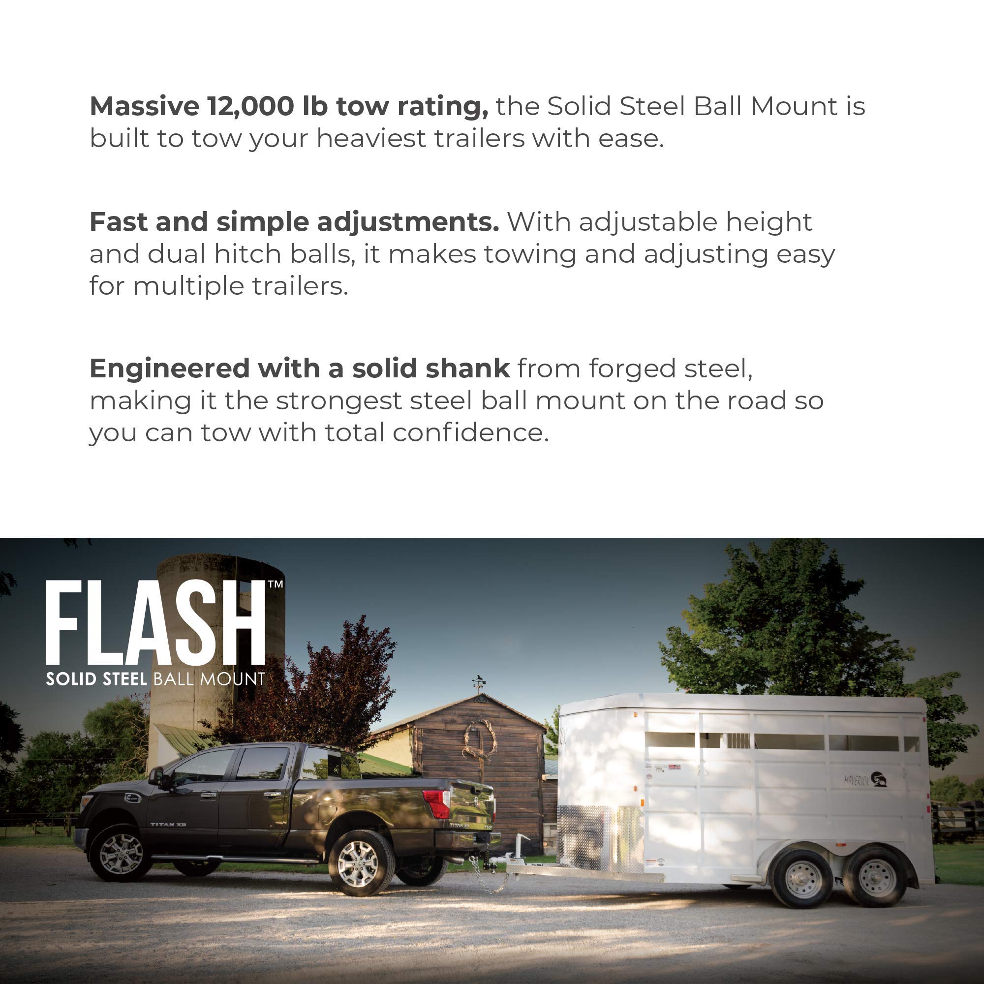 Equalizer Fastway Flash Solid Steel 49-00-5625 Adjustable Steel Ball Mount With 6 Inch Drop, 2.5 Inch Shank, And Chrome Plated B