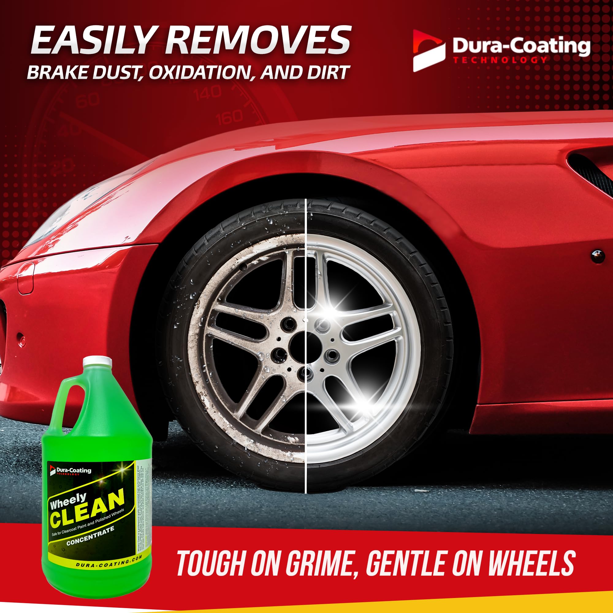 Dura-Coating Technology Wheely Clean Concentrate - Good For Chrome Wheel Cleaner, Clear-Coated, Or Aluminum Wheel Cleaner - Prof