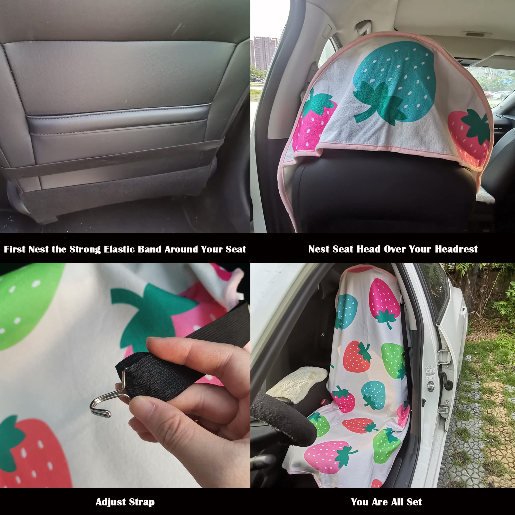 Loyagour Car Seat Cover Protector Front Seats,For Gym Workout,Running,Swimming,Beach And Hiking,Waterproof Sweat Towel Bucket Seat Covers For Trucks Suv Jeep (Strawberry, 1Pcs)