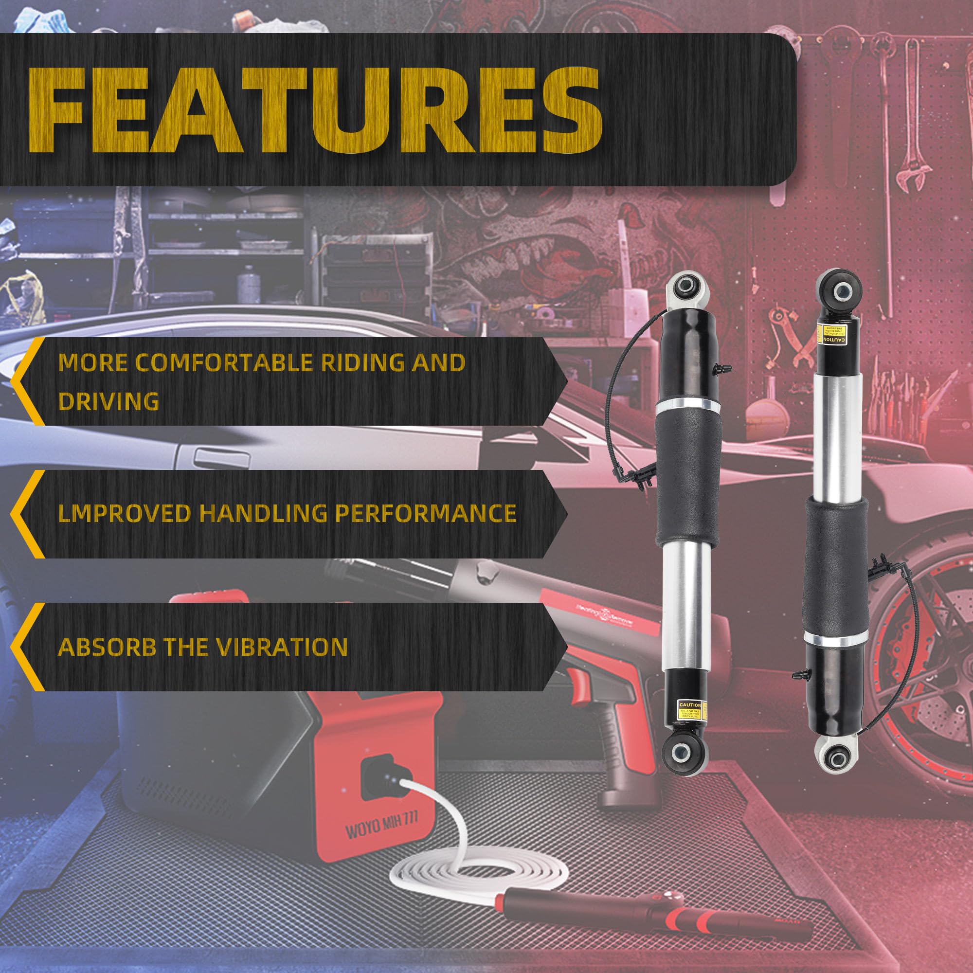 Dasbecan Pair Rear Air Shock Lift Struts Absorber Compatible with 2015-2021 Cadillac Escalade Chevy Suburban Tahoe GMC Yukon XL