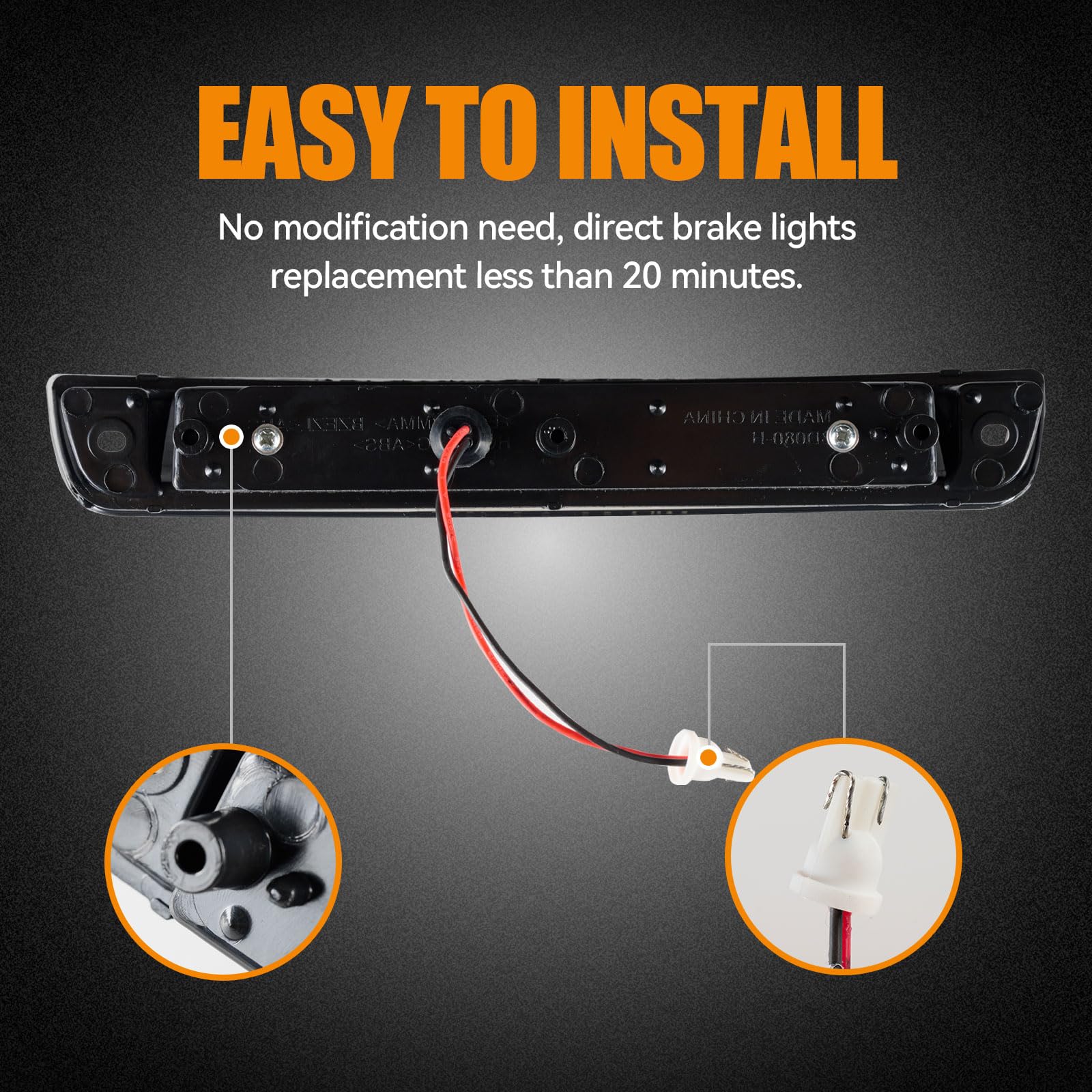 Cxdar Third 3Rd Brake Light Led For 2006-2014 Honda Ridgeline, High Mount Rear Brake Lights Assembly For 06-14 Ridgeline, Waterp