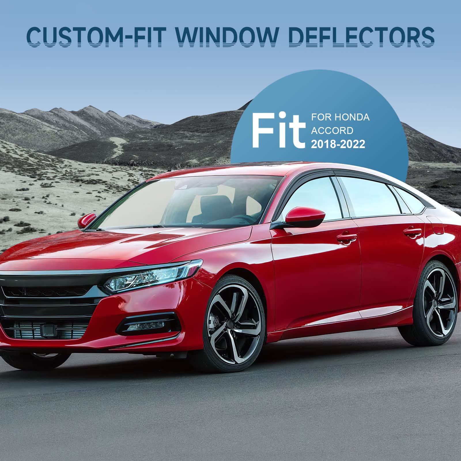 Aclong Smoke Rain Guards Fit For Honda Accord 2018 2019 2020 2021 2022 Tape-On Side Shatterproof Window Visor, Window Deflectors