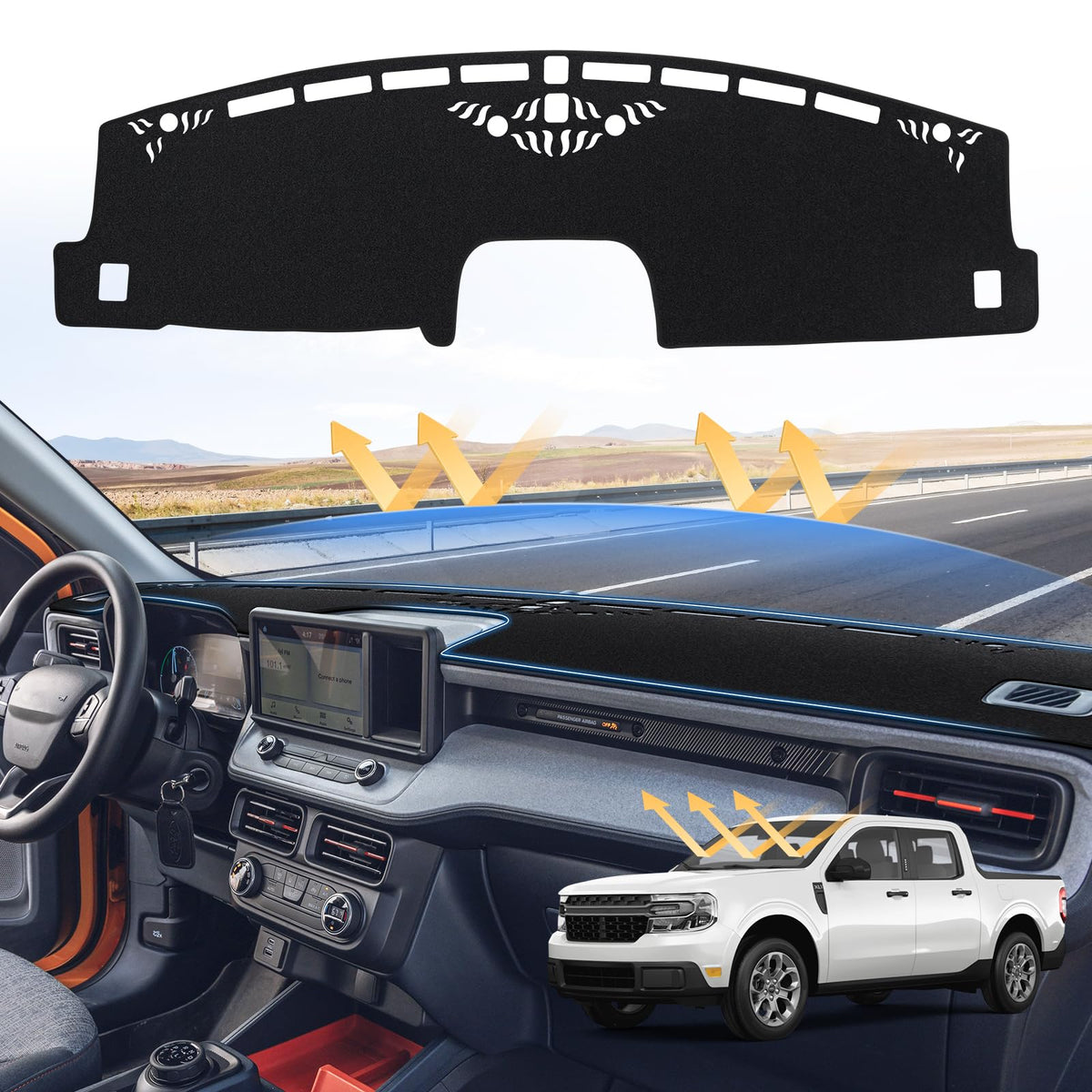Sunsdrew Dash Cover For 2025 2024 2023 2022 Ford Maverick Dashboard Cover Mat For Maverick Accessories Suede Dash Mat Maverick S