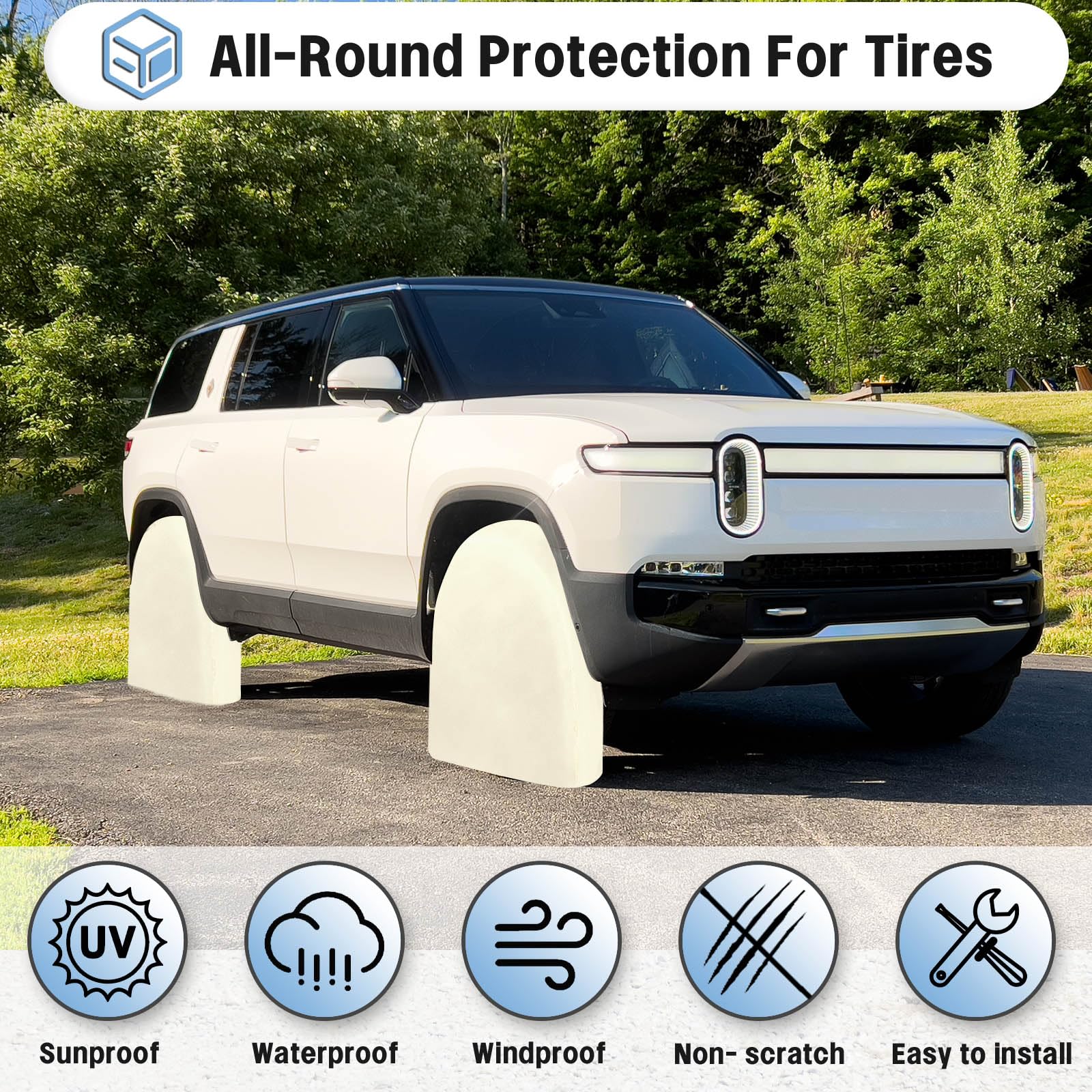 Outdoorlines Outdoor Waterproof Tire Covers Set Of 4 - Uv-Proof Trailer Wheel Cover Windproof Tires Protector Covering For Rv Je