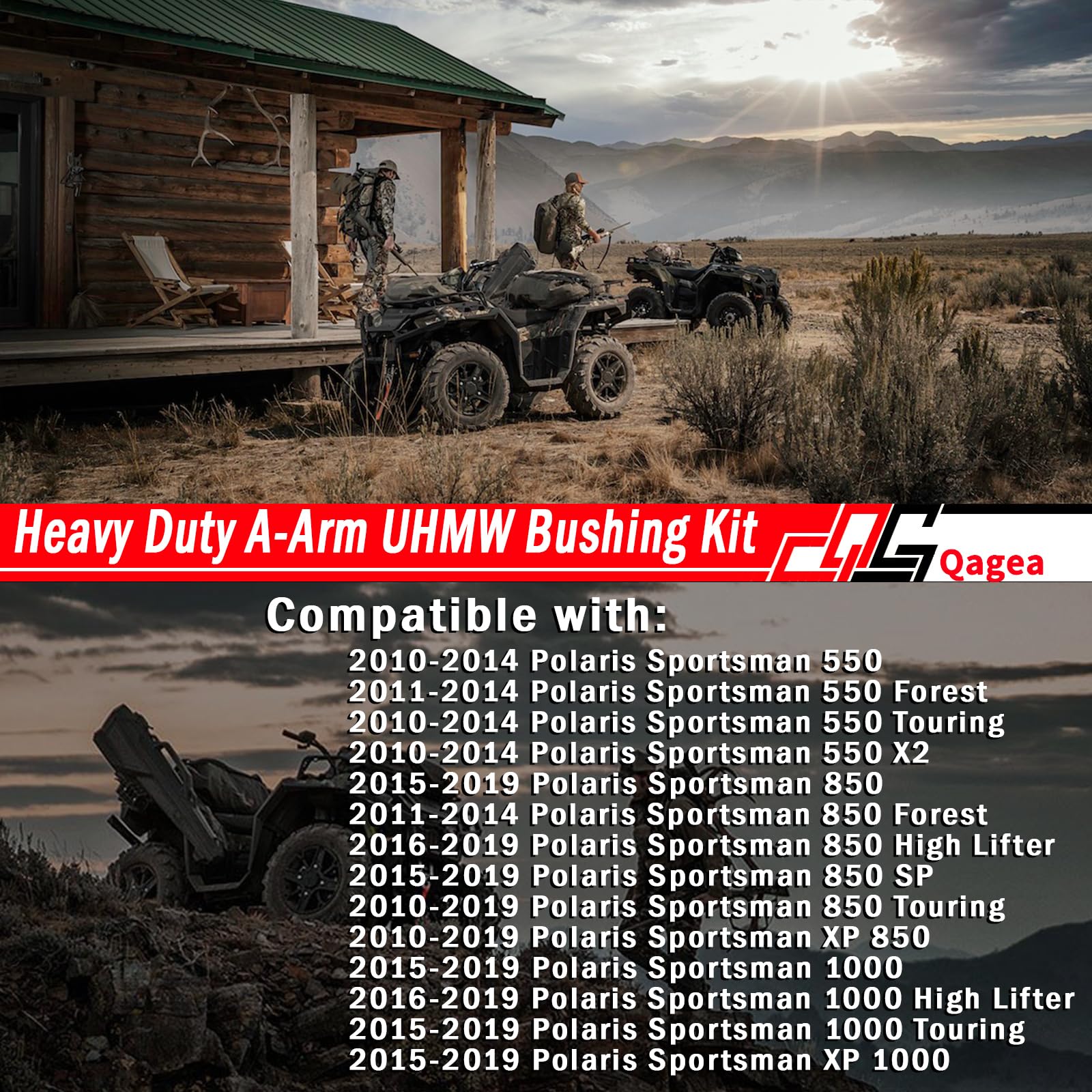 Qagea Heavy Duty A-Arm Uhmw Control Arms Bushing Kit Replacement For Polaris Sportsman 550/850/1000, Replace Ct-13