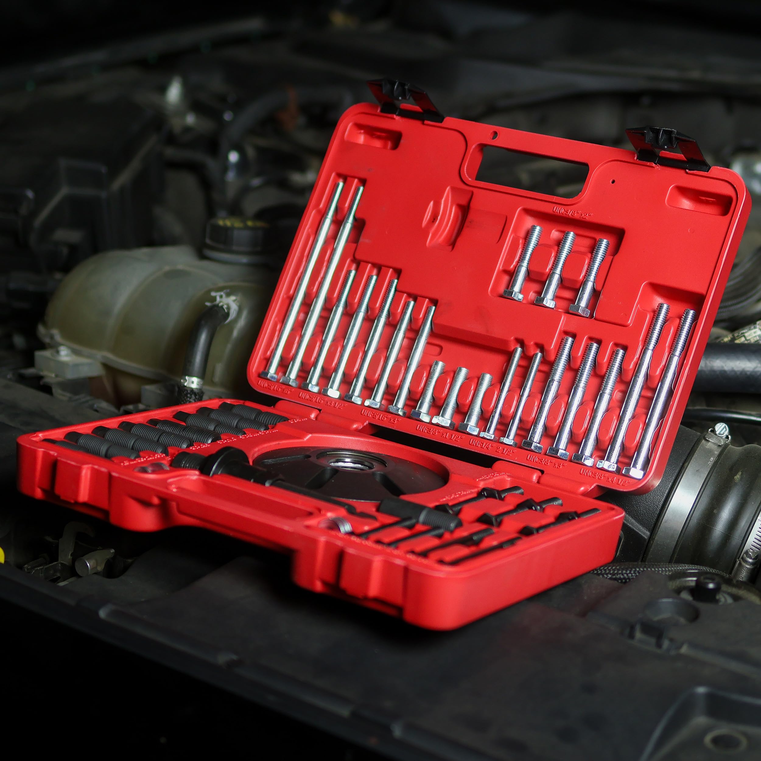 ABN Harmonic Balancer Puller Installer Set - 52pc Master Universal Harmonic Balancer Installer Set Tool Kit for Pulley Puller Tool Removal and Install of Balancers, Gear Pulleys, Steering Wheel