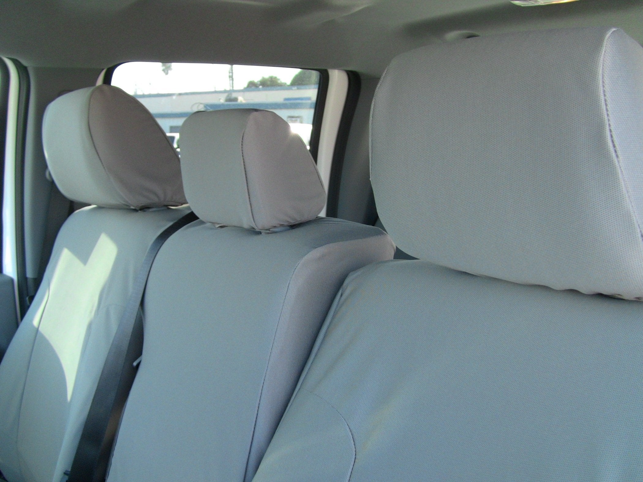 2011-2014 Ford F150-F550 Exact Fit Seat Covers Front 40/20/40 Split Seat with Opening Center Console and Integrated Center Seat Belt.