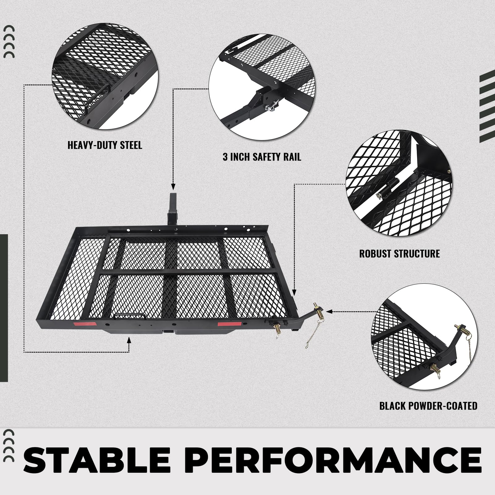 Kuafu Trailer Hitch Folding Mobility Scooter Carrier Rack Luggage Basket Lift Rack Loading Ramp Wheelchair Carrier Mount Steel