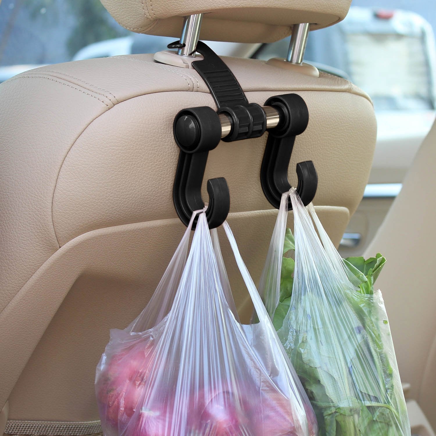 Zesi Universal Car Hanger Bags Organizer Car Double Hook Headrest Luggage Holder