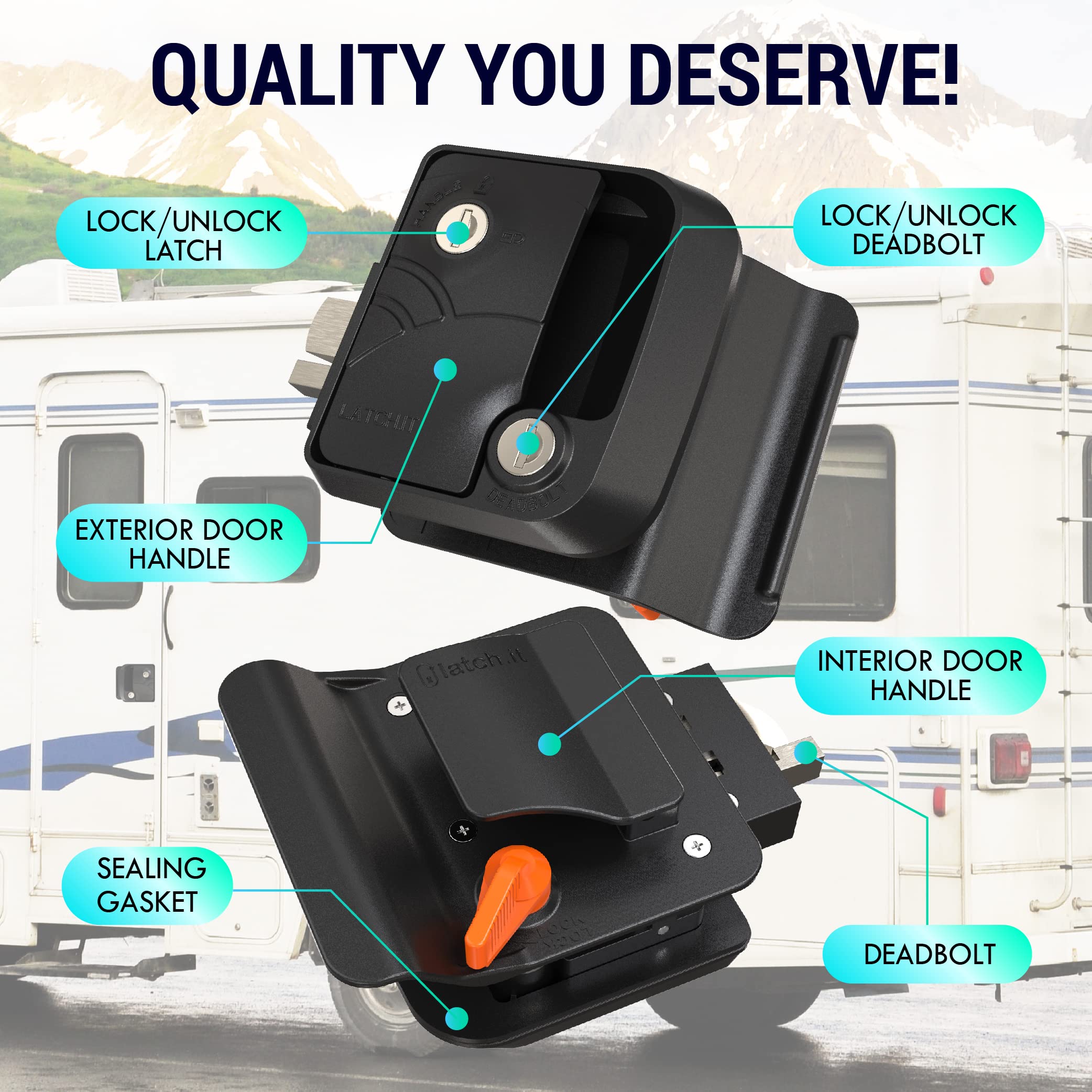 Latch.It Rv Door Locks | Keyed-Alike Mini Mechanical Rv Door Latch | Rv Door Lock Replacement | 100% Metal Camper Door Lock | Rv