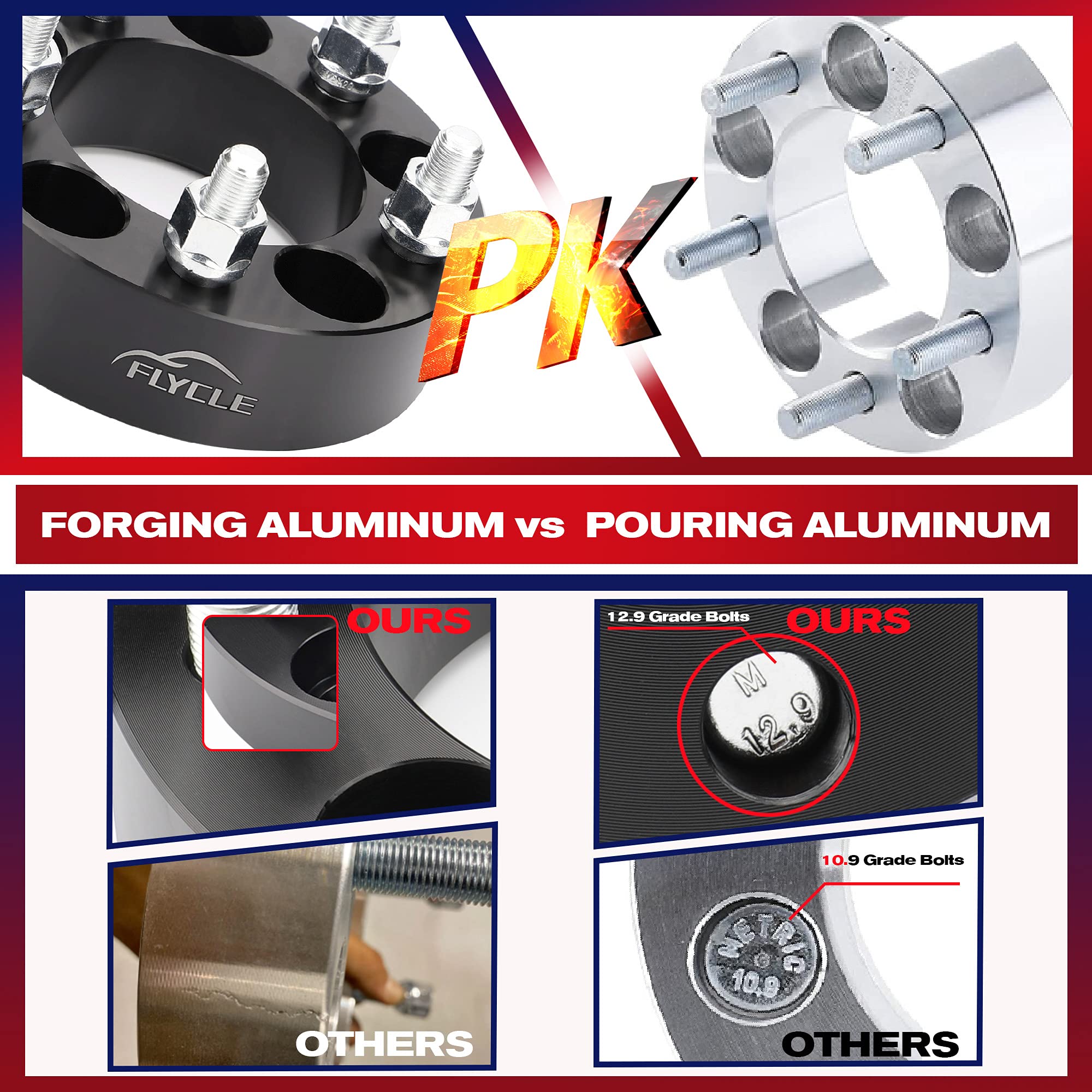 Flycle 1 Inch 5X4.5 Wheel Spacers For Tj Yj, 4Pcs 5X114.3Mm Wheel Spacer For Xj Kj Kk Zj Ranger Explorer Mustang Edge 1/2-20 Studs With 82.5Mm Bore