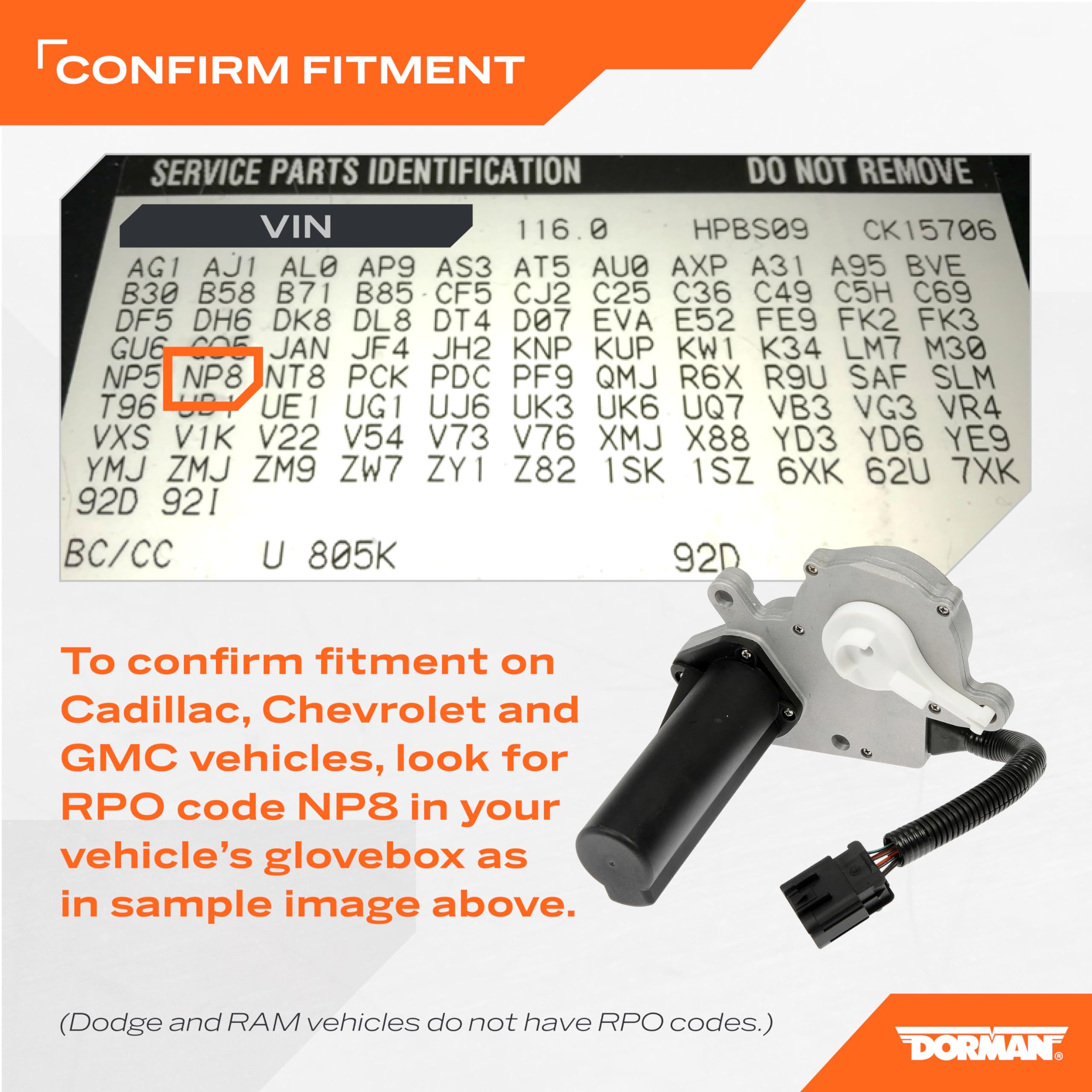 Dorman 600-910 Transfer Case Motor Compatible With Select Models