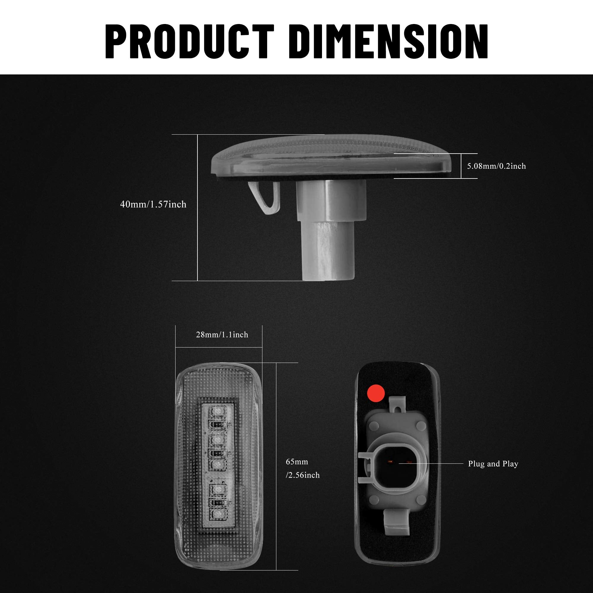 Basiker 5Led Side Marker Led Lights For 2010-2018 Dodge Ram 2500 Hd 3500 4500 5500 Heavy Duty Dually Trucks Rear Wheel Bed Fende