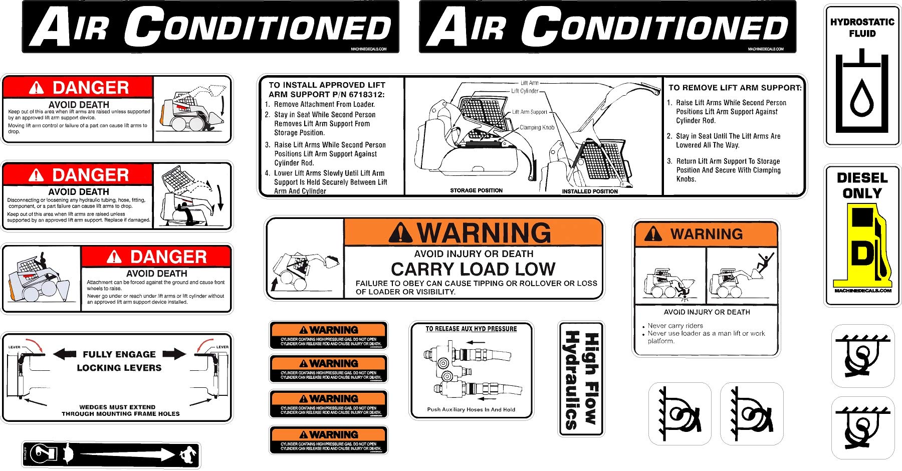 Reliable Aftermarket Parts 751 Style G Complete Kit Decal Sticker Kit Fits Bobcat. Warning Decals Included.