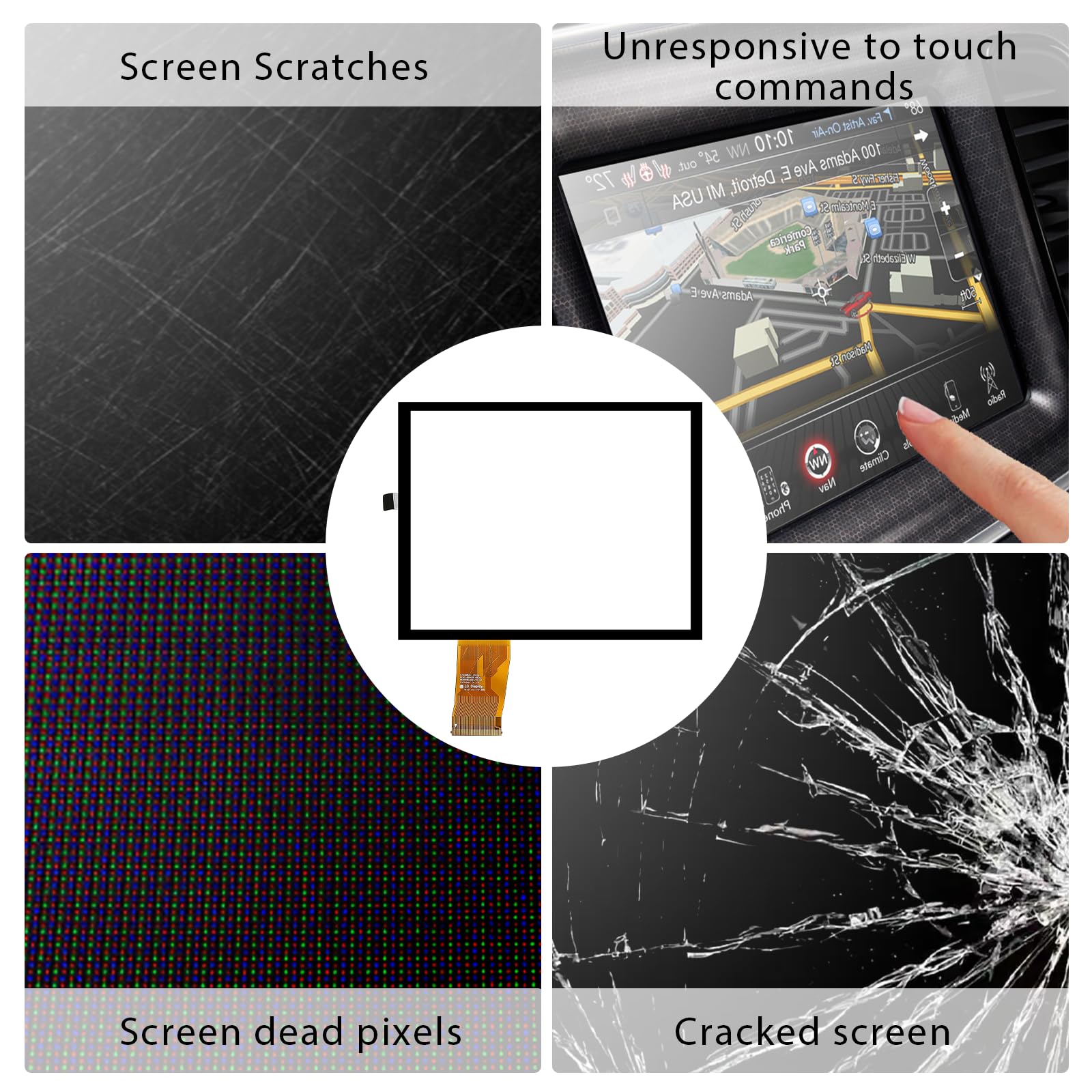 8.4'' Uconnect Screen Replacement Digitizer Compatible with 2017-2022 Ram 1500 2500 3500 Chrysler Dodge Durango Challenger Grand