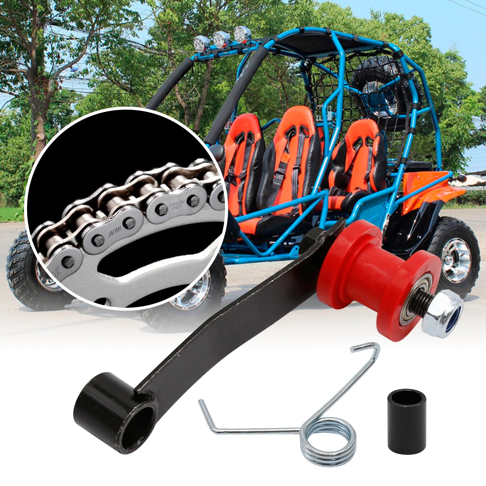 Syowada Chain Tensioner Replacement For Coolster Atv Go Kart 4 Wheeler 110Cc 125Cc 150Cc 200Cc 250Cc That Use 420 428 And 530 Chain Slider Tensioner Adjuster Roller Guide With Spring