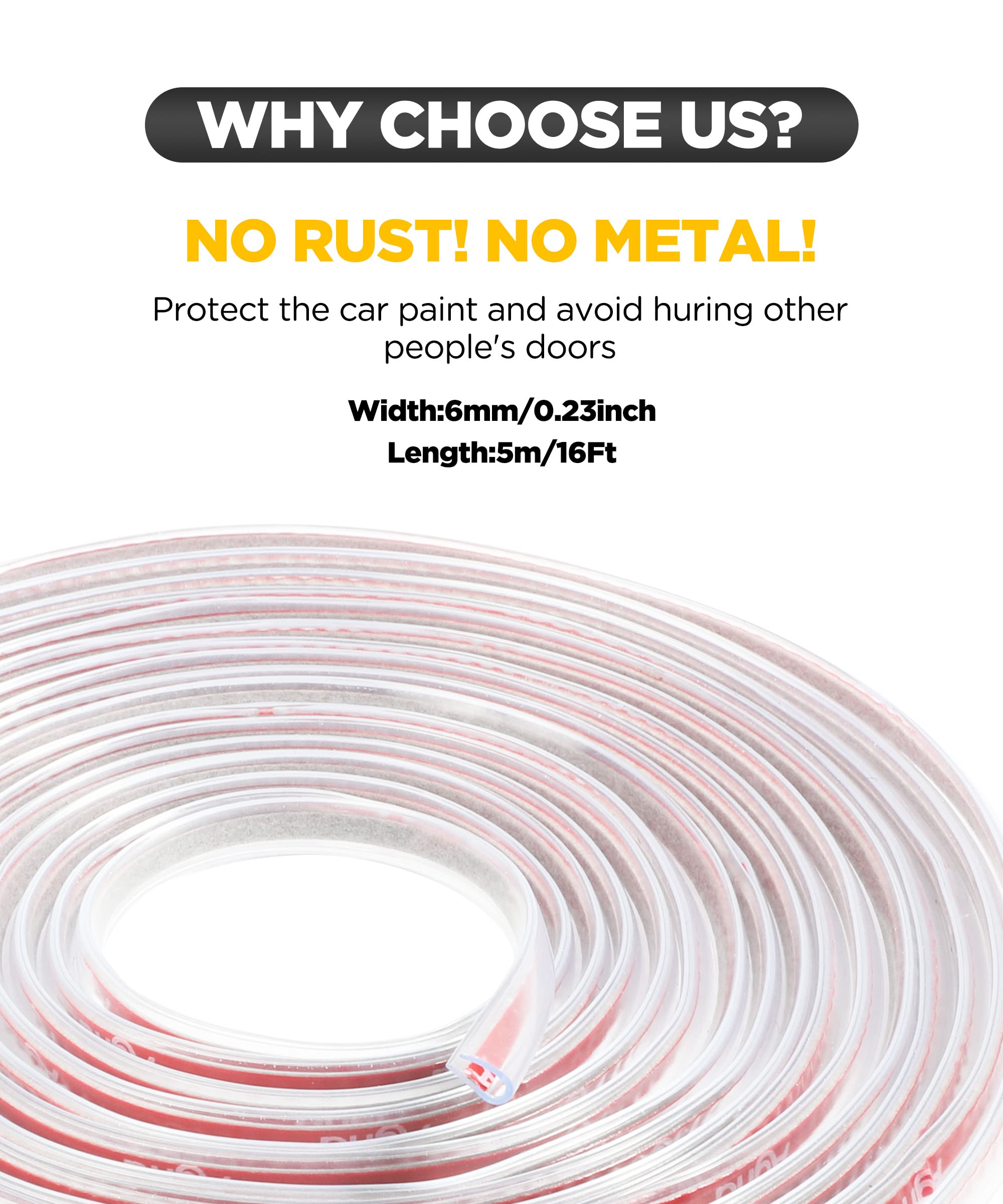 Aociska 16Ft Car Door Protectors, Universal Fit Rubber U Shape Door Edge Trim, Clear Automotive Door Edge Molding