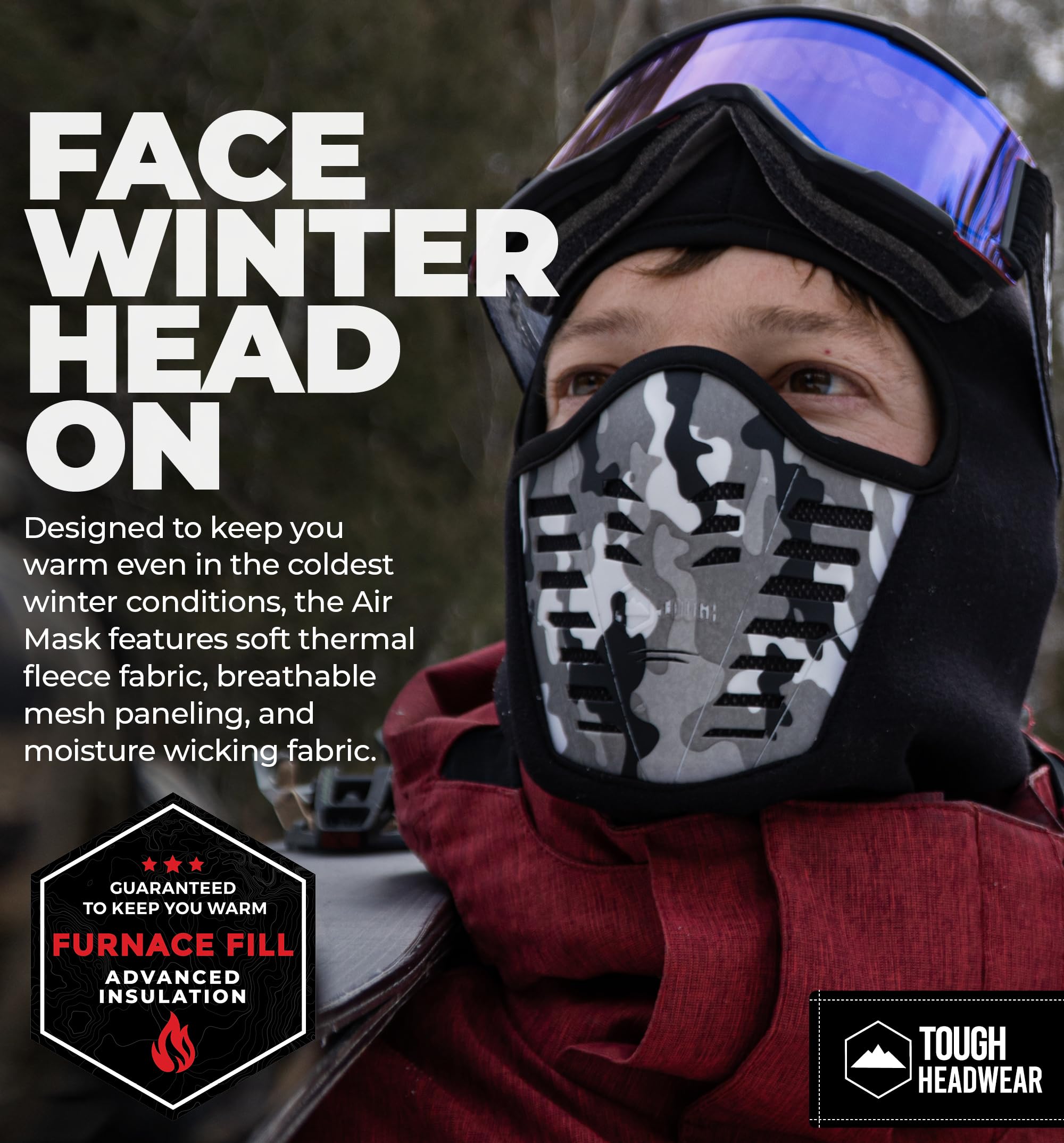 Tough Headwear Balaclava Ski Mask For Men Or Women - Heavy Fleece Winter Shiesty Cover With Air Vents - Extreme Cold Weather Fac