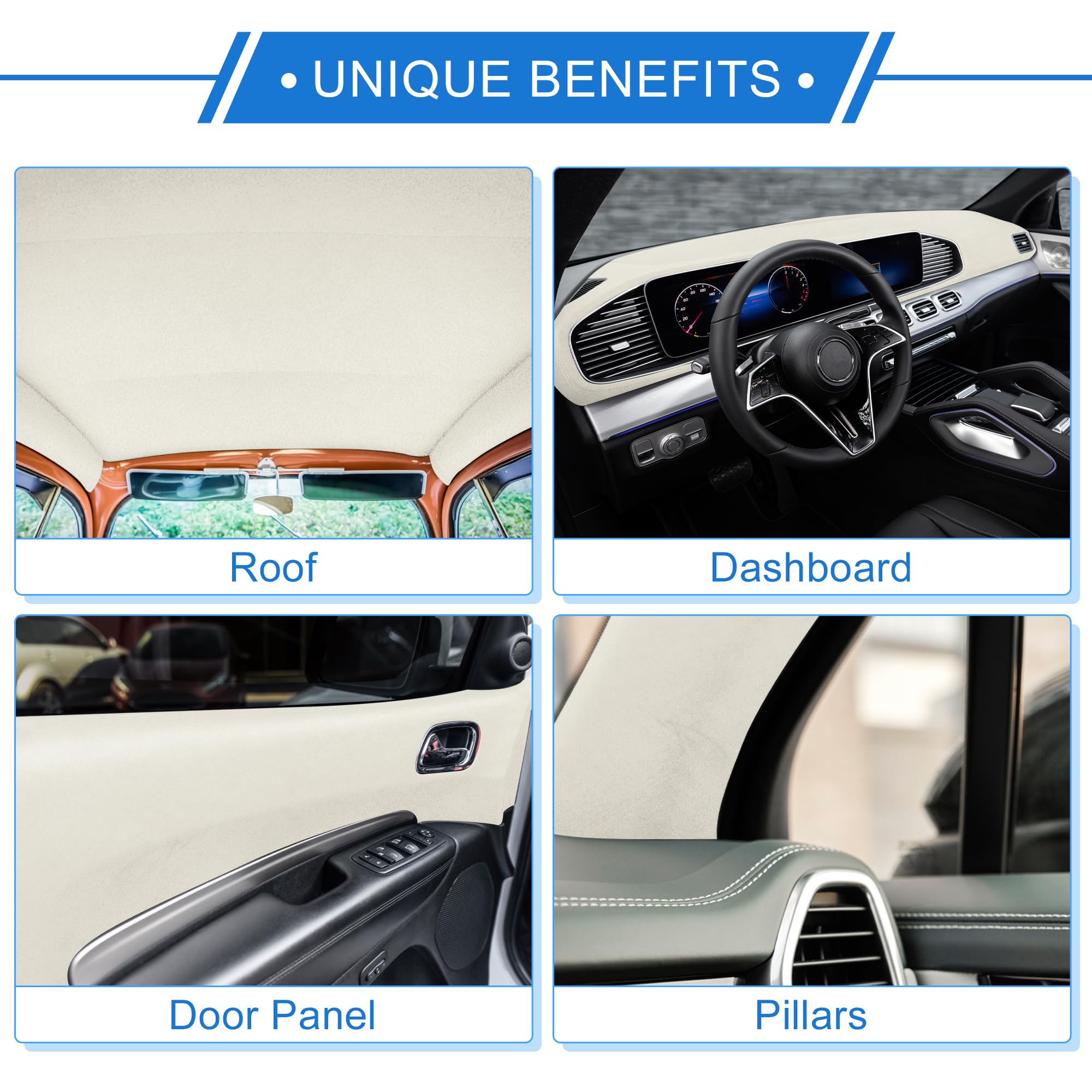 VekAuto Headliner Fabric 20'' L x 60'' W Interior Trim DIY Roof Repair Replacement for Car Truck RV SUV Boat Automotive Suede Fa